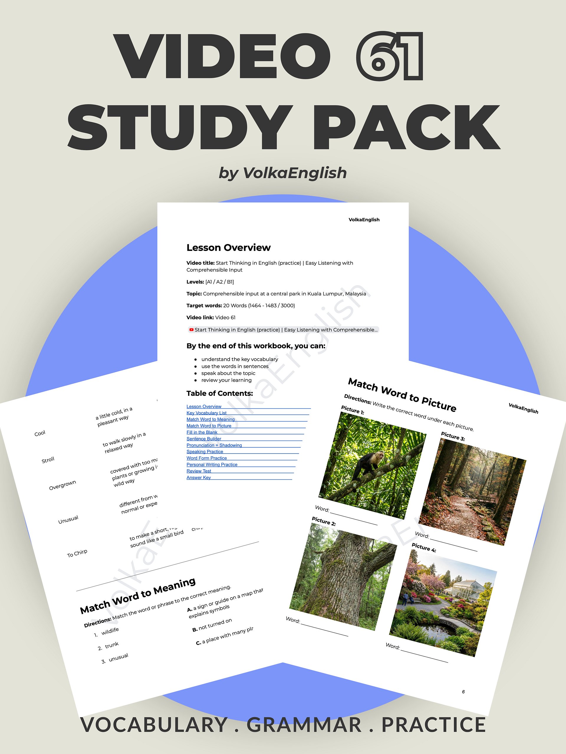 Start Thinking in English (practice) | Easy Listening with Comprehensible Input - Video 61 Study Pack product image (1)