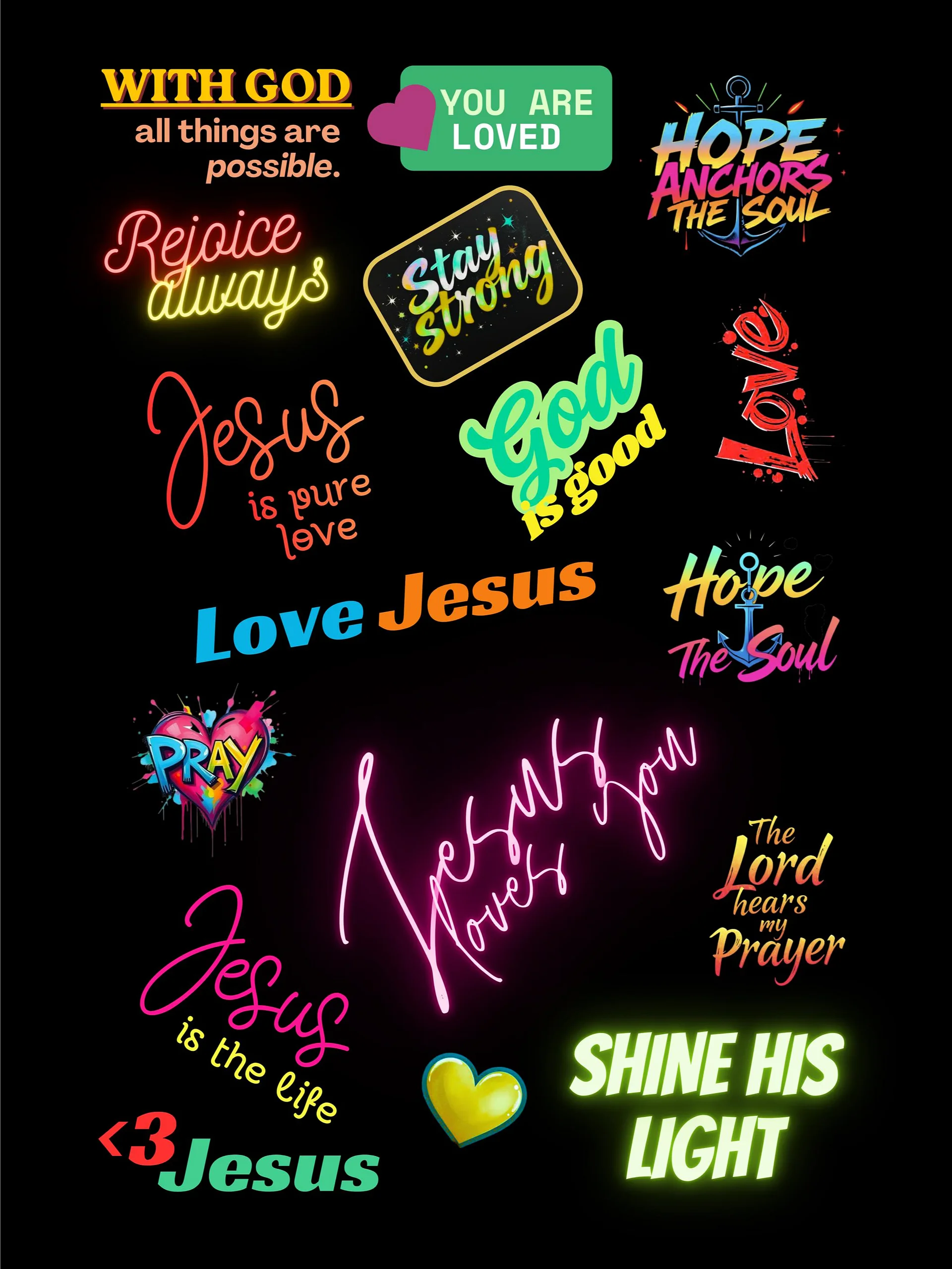 Faith Affirmations and Bible Quotes on Black Background (15 pages) product image (1)