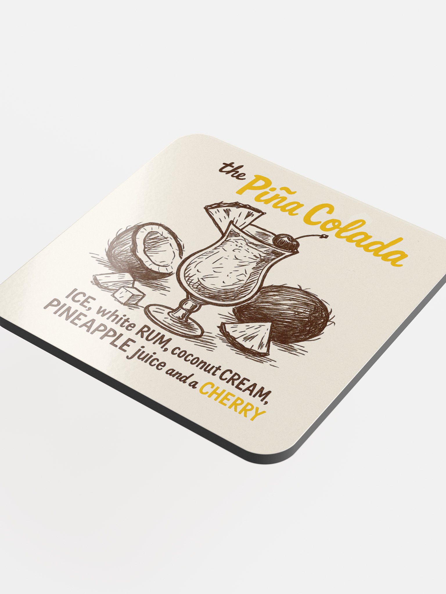 Piña Colada Cocktail Coaster – Tropical Bar Cart Decor product image (4)