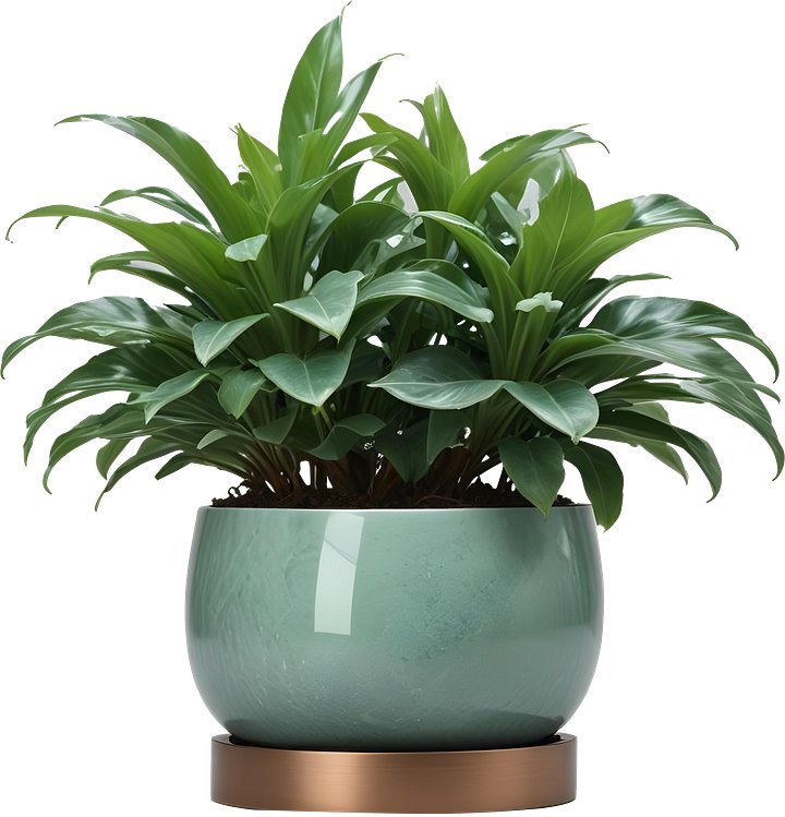 Jade Signature – Round Jade Planter with Copper Base PNG product image (1)