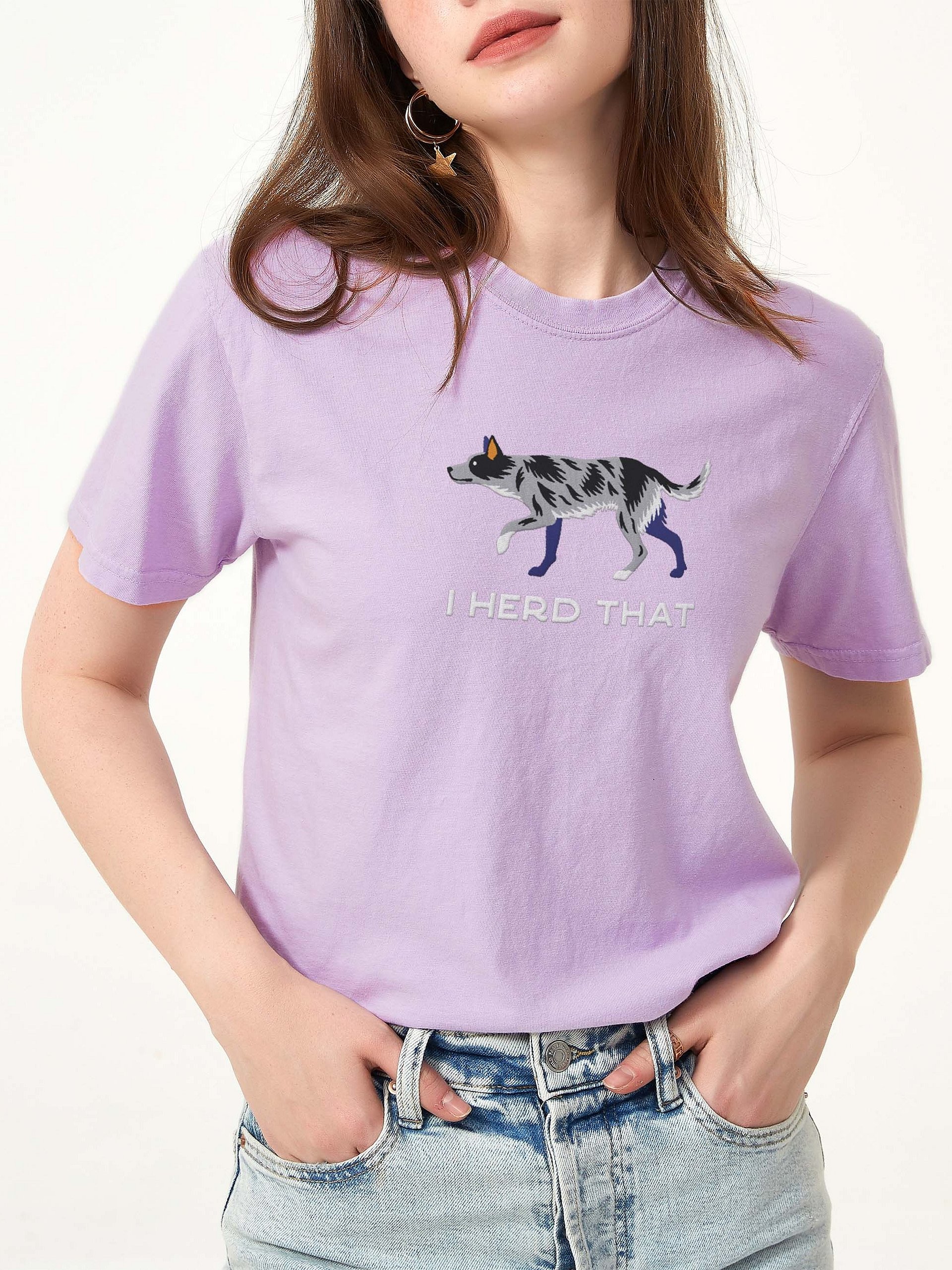 I Herd That T-Shirt(Embroidered) of an Australian Koolie(Blue Merle) product image (2)