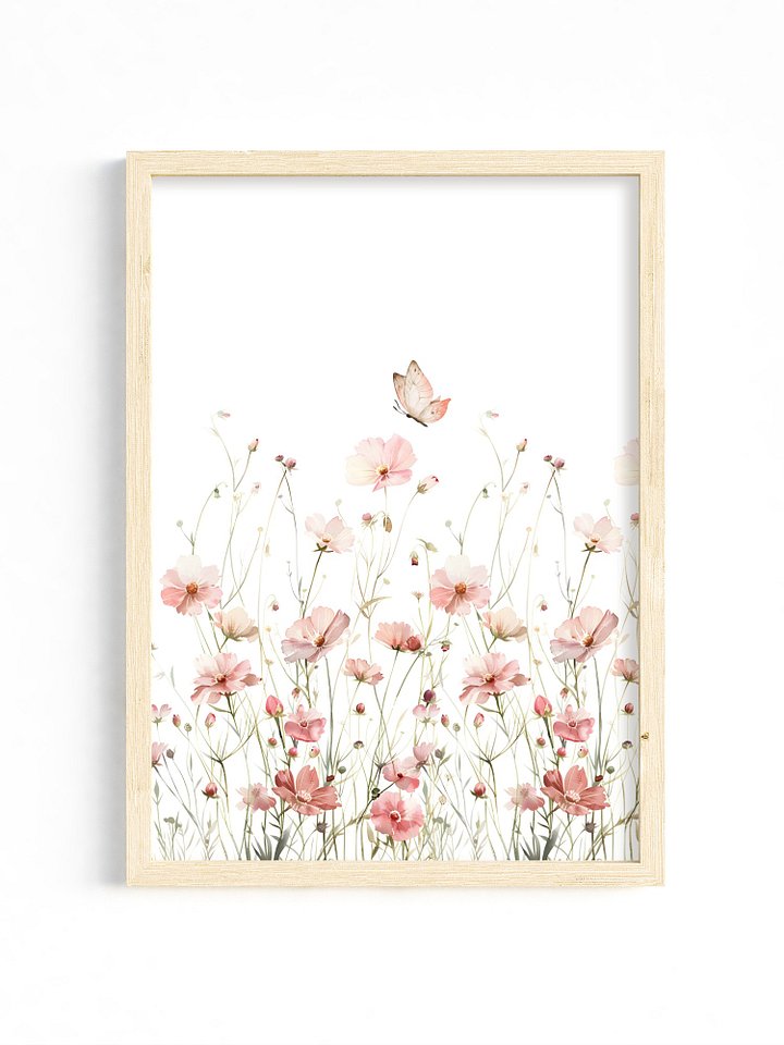 Watercolor Pink Floral Meadow Nursery Print product image (1)