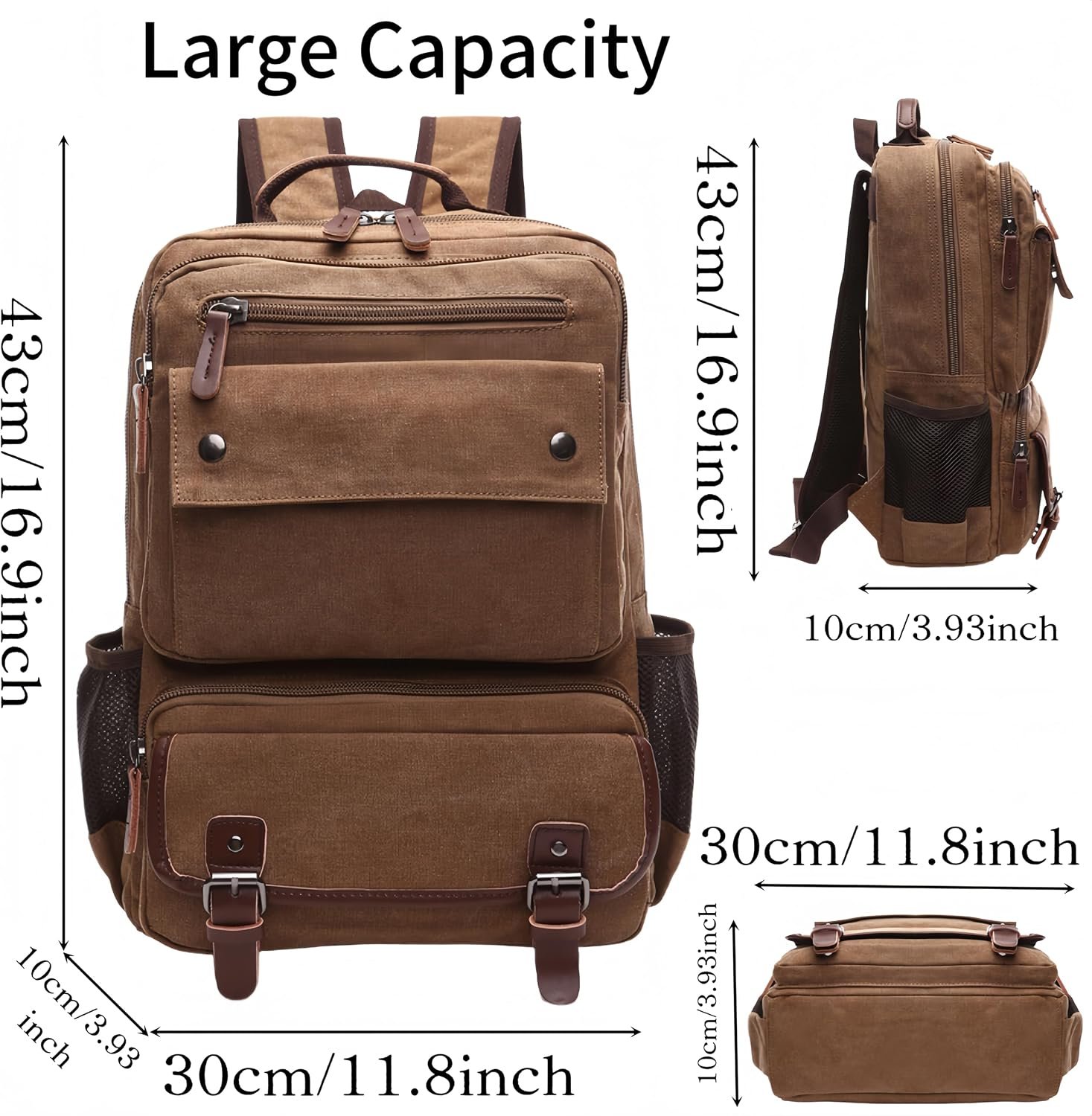 MEEBOY Canvas Backpack for Men Women, Vintage Rucksack Laptop Travel Rucksack for Casual Hiking Travel Commute product image (3)