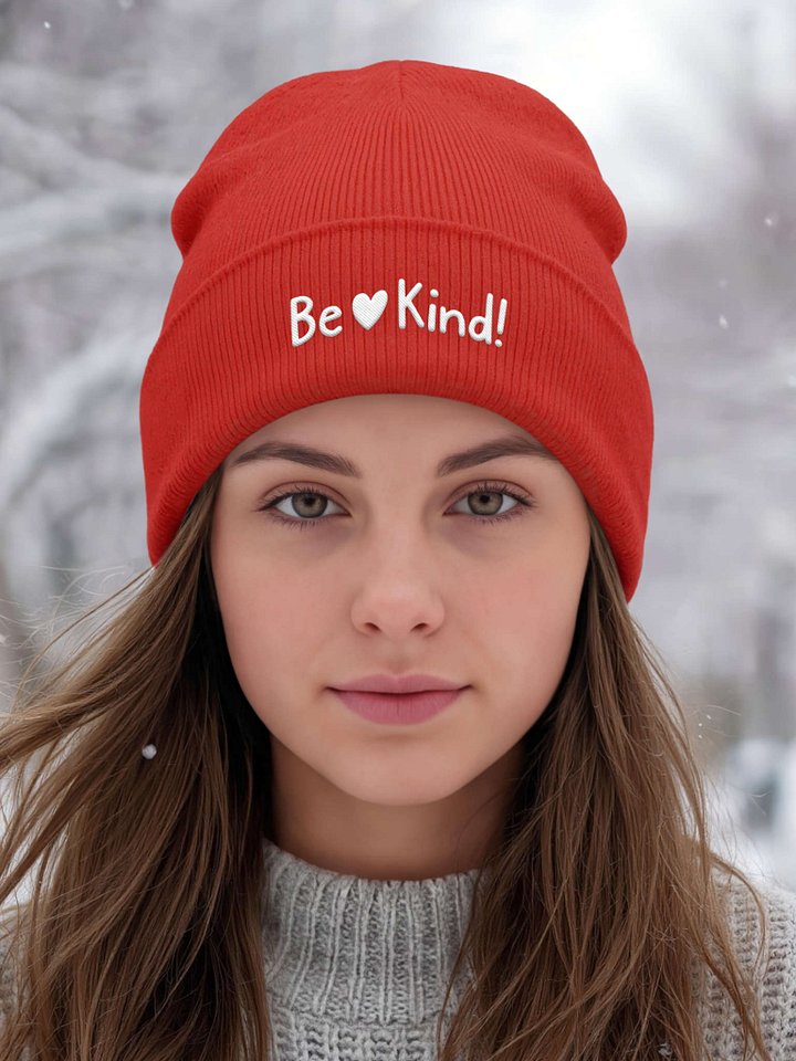 Be Kind! Embroidered Cuffed Beanie – Soft & Cozy Unisex Accessory for Everyday Elegance product image (1)