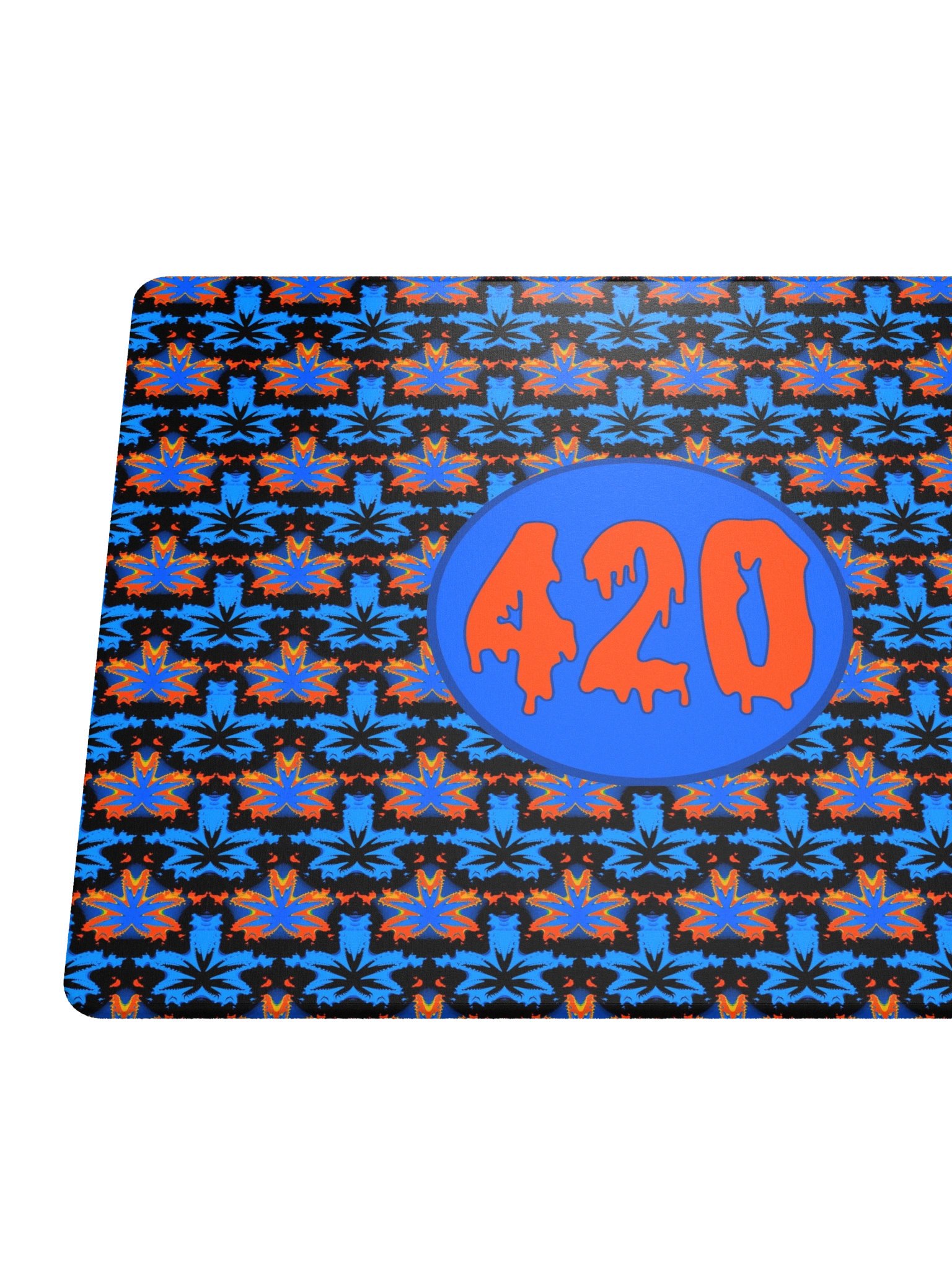 Cannabis Art 420 Gaming Mouse Pad, Stoner Gamer Desk Mat, Fall Pot Leaf Home Office Decor, Orange Black Blue Weed Computer Game Deskpad product image (4)