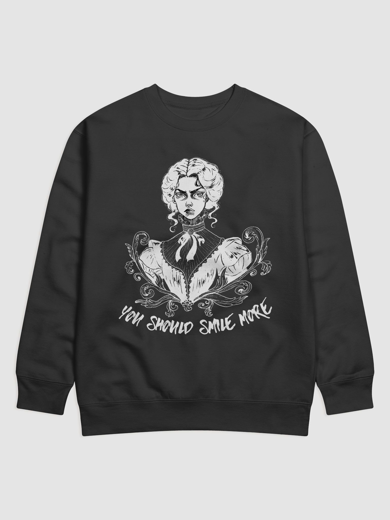 "SMILE MORE" Black Sweatshirt (Design #3) product image (1)