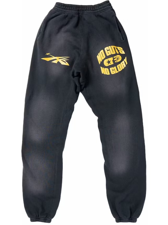Hellstar No Guts No Glory Closed Elastic Bottom Sweatpants Midnight Dye Black product image (1)
