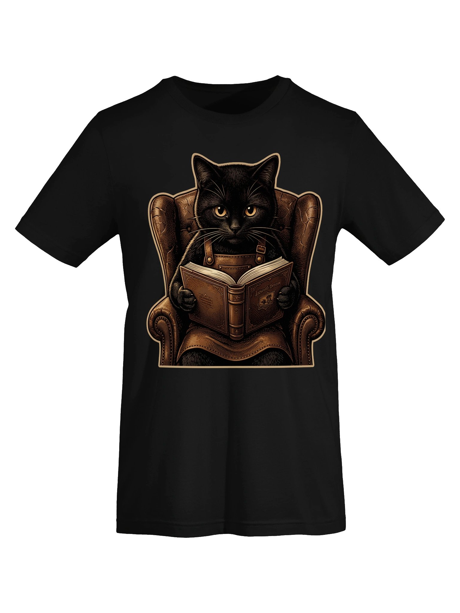 Scholar Cat Vintage Graphic Tee - Reading Black Cat Library Shirt product image (17)
