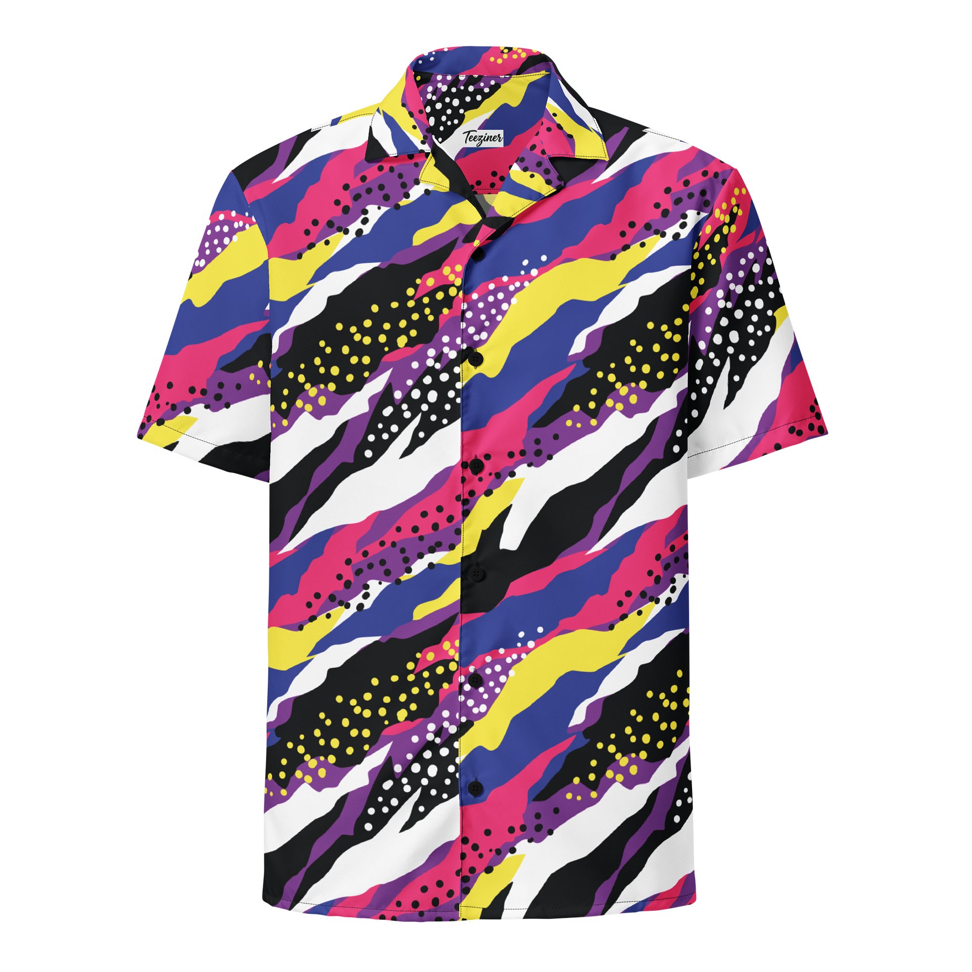 Retro 90s Cyber-Pop Waves | Vibrant All-Over Print Button Shirt product image (1)