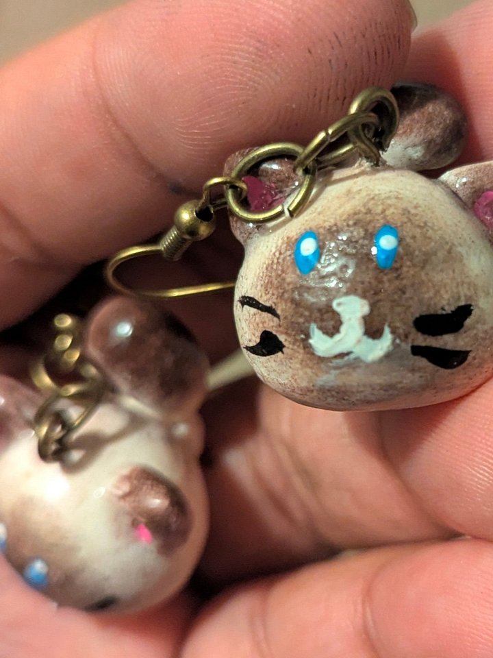 Cat Head Earrings – Handmade Polymer Clay | Cute Cat Lover Jewelry product image (2)