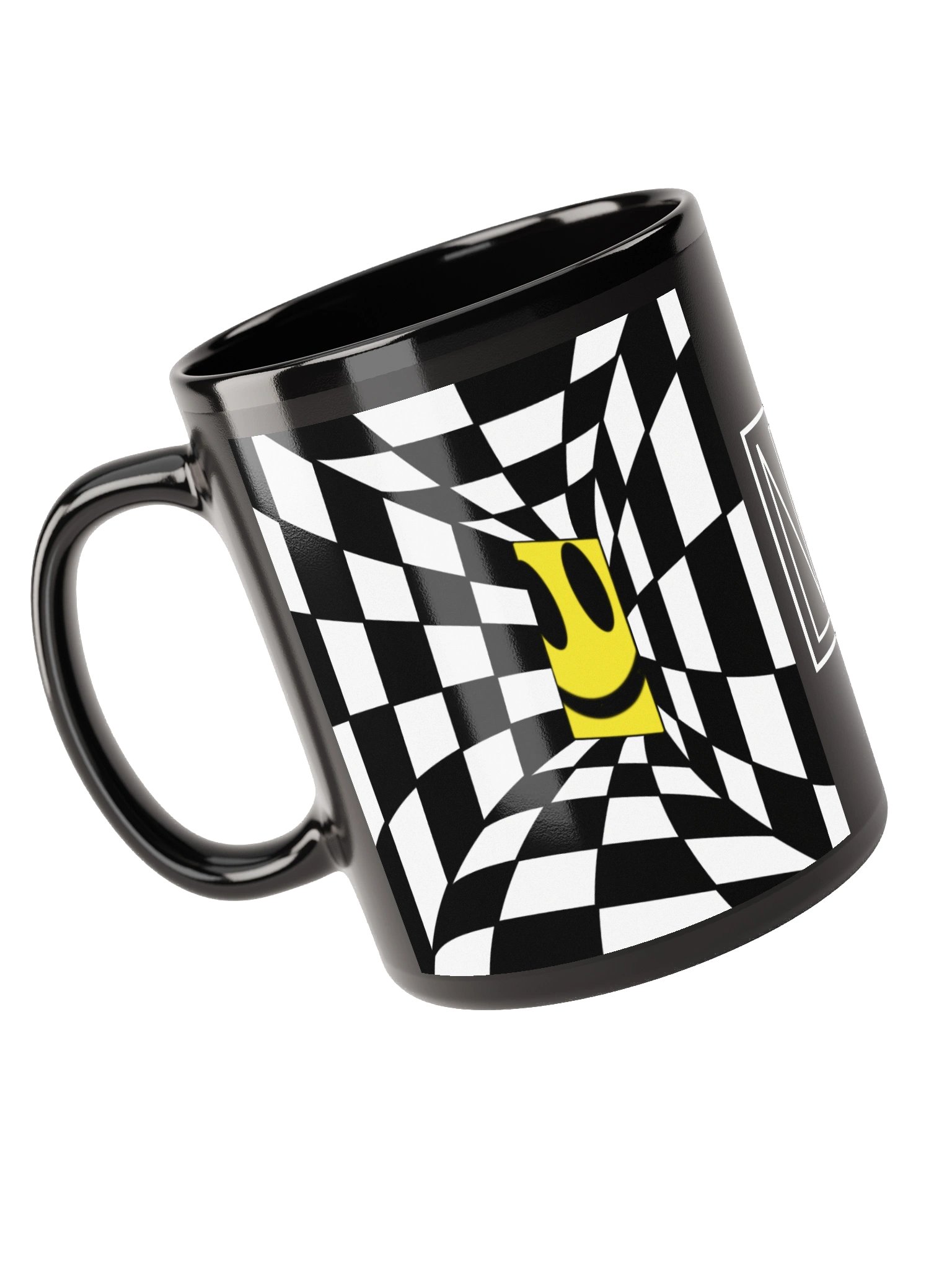 Smiley Checkered Black Mug product image (5)