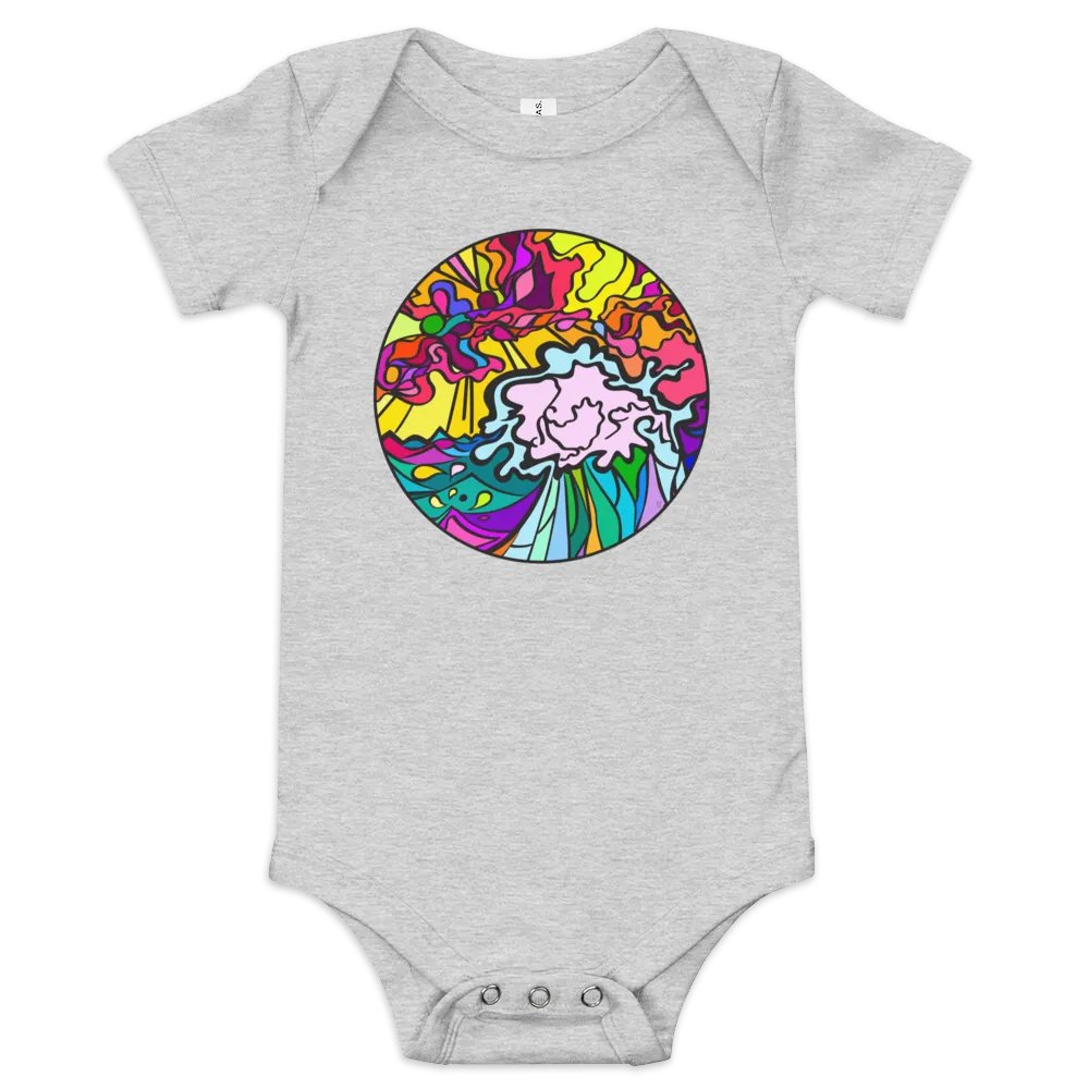 Vibrant Stained Glass Baby Onesie - Wave at Sunset product image (4)