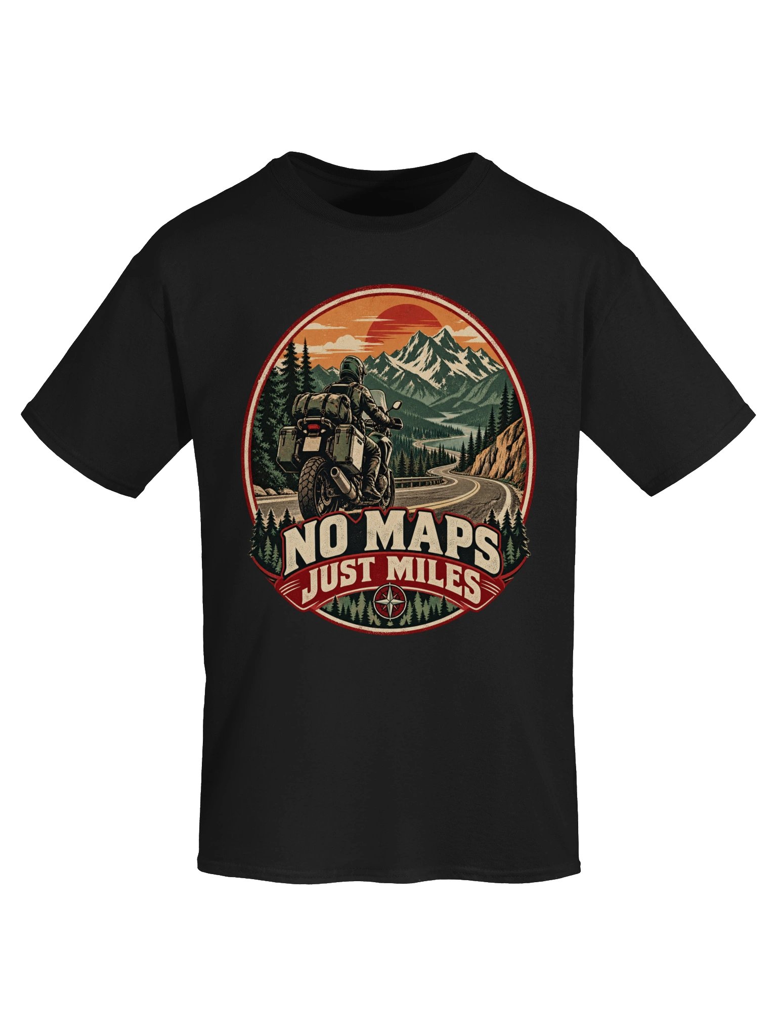 No Maps Just Miles Adventure Motorcycle T-Shirt product image (5)