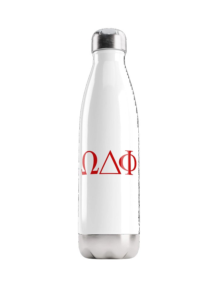 Omega Delta Phi Greek Letters Stainless Water Bottle (White) product image (1)