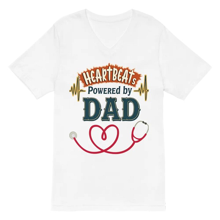 Dad-Powered Heartbeats V-Neck Tee product image (2)