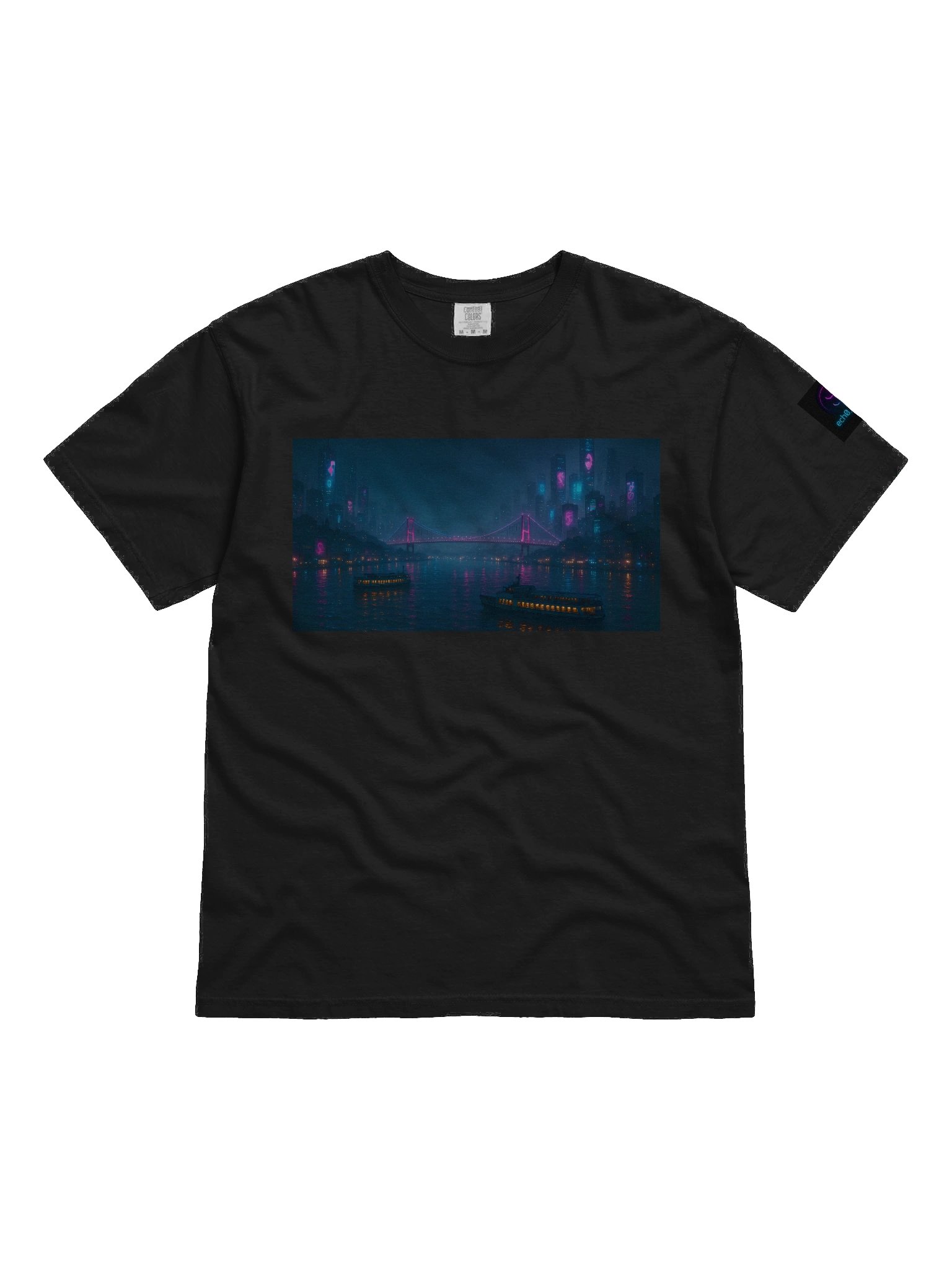 Cyberpunk Istanbul Bosphorus Graphic T-Shirt - 100% Cotton Unisex Heavyweight Crew Neck Streetwear Top product image (1)