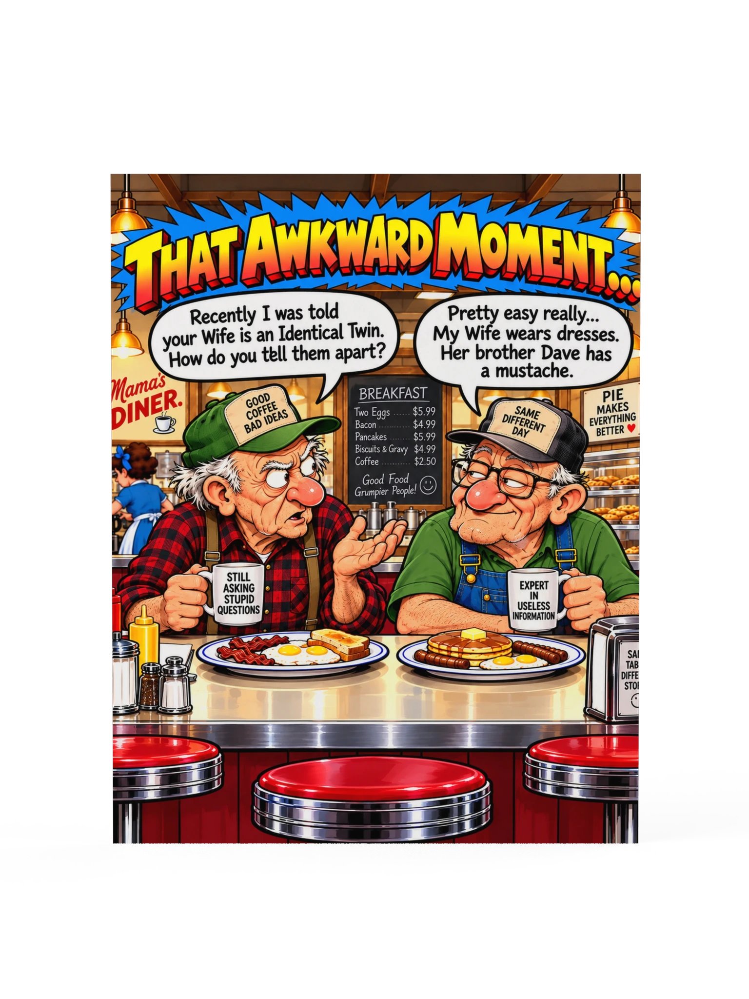 1 Earth Prints Two Old Men at the Diner Enhanced Matte Paper Poster product image (15)