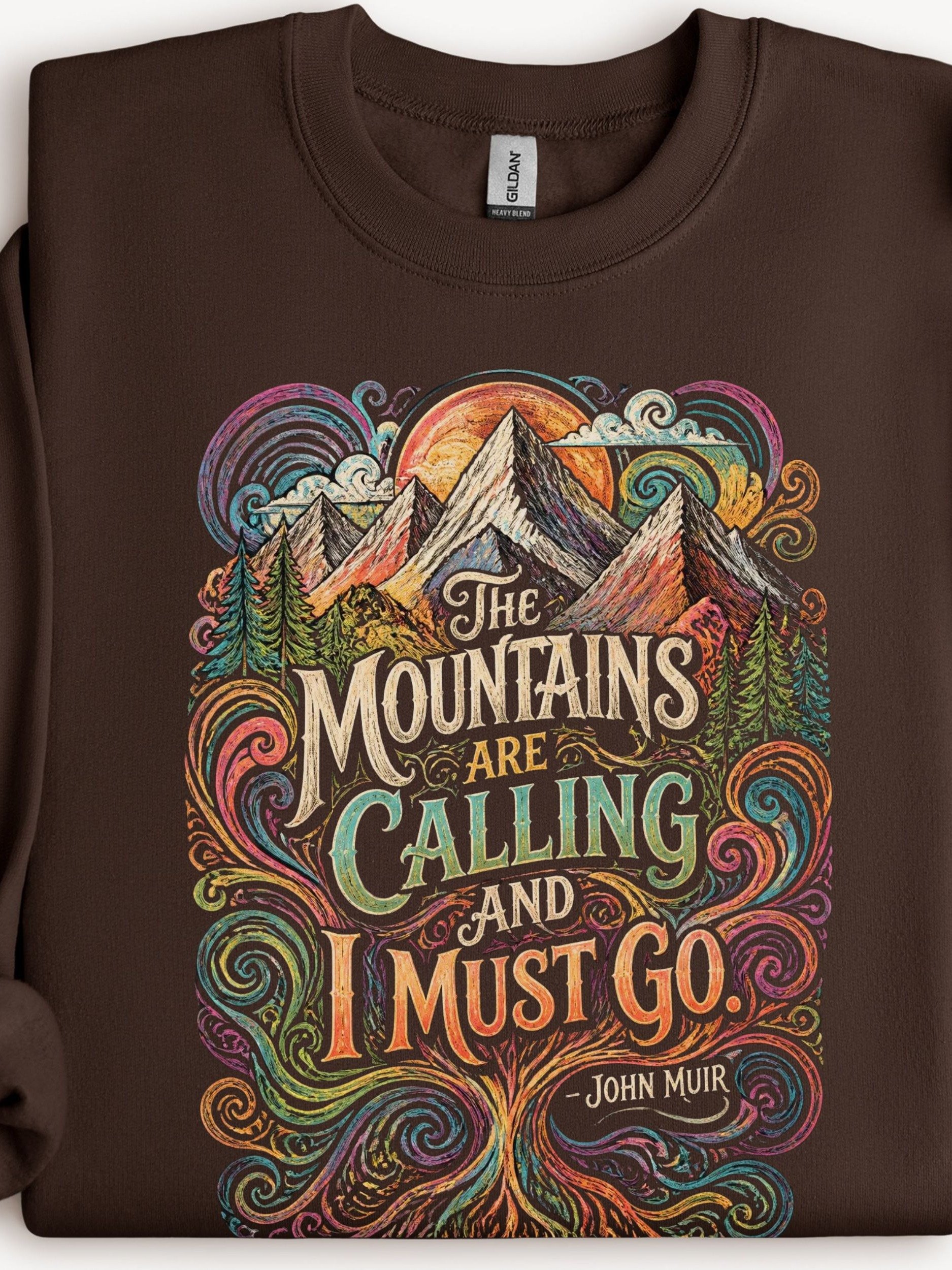 Mountains Are Calling Sweatshirt, John Muir Nature Quote Graphic product image (2)