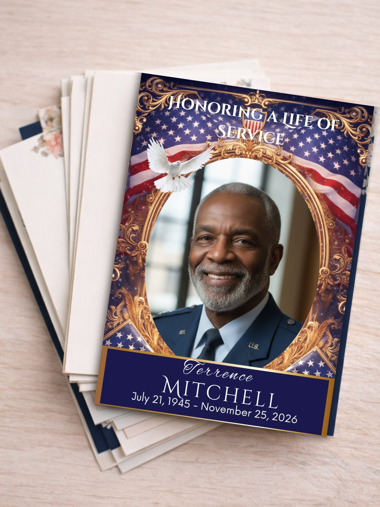 Military Funeral Prayer Card Template, Editable Canva Memorial Card for Veterans and Service Members product image (4)