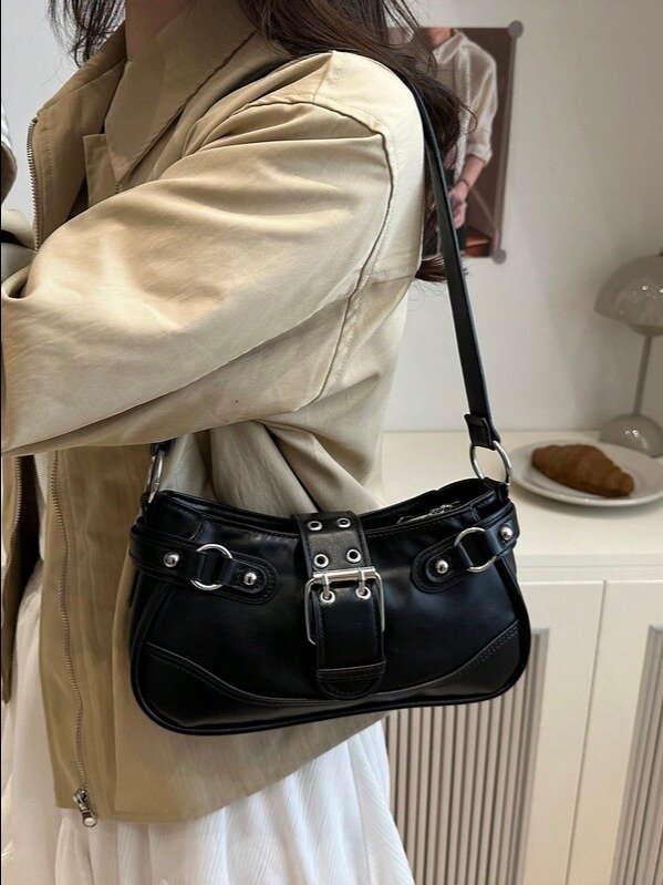 Medium Baguette Bag with Buckle Closure | ADLEST product image (6)
