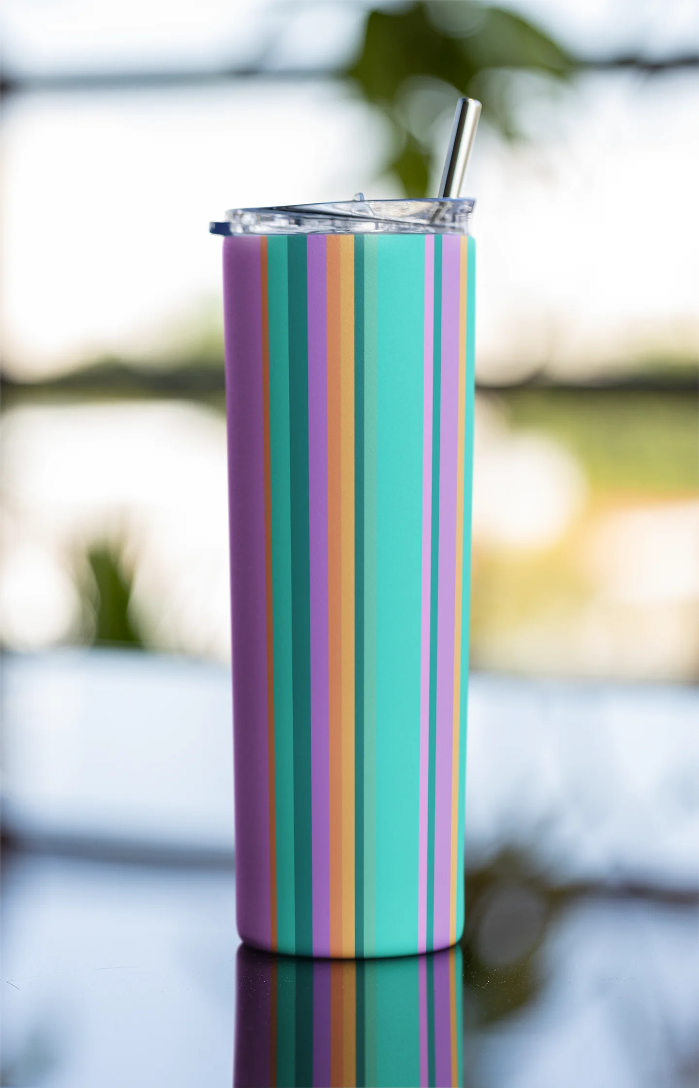 Party Time! Colorful Stripes 20 oz Tumbler with Straw product image (1)