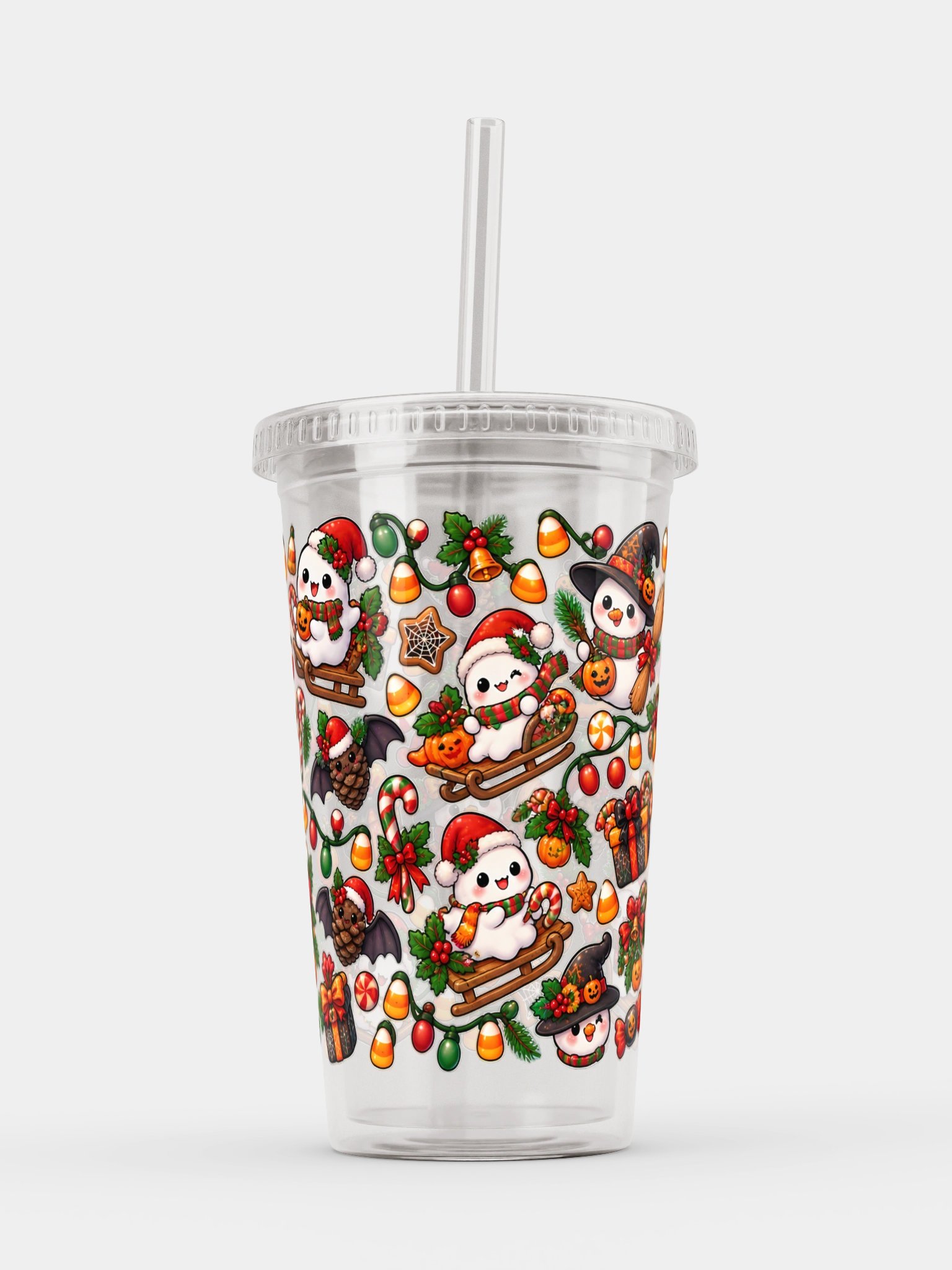 Spooky Snowmen Clear Dual Wall Tumbler 16 Oz (473 ml) product image (6)