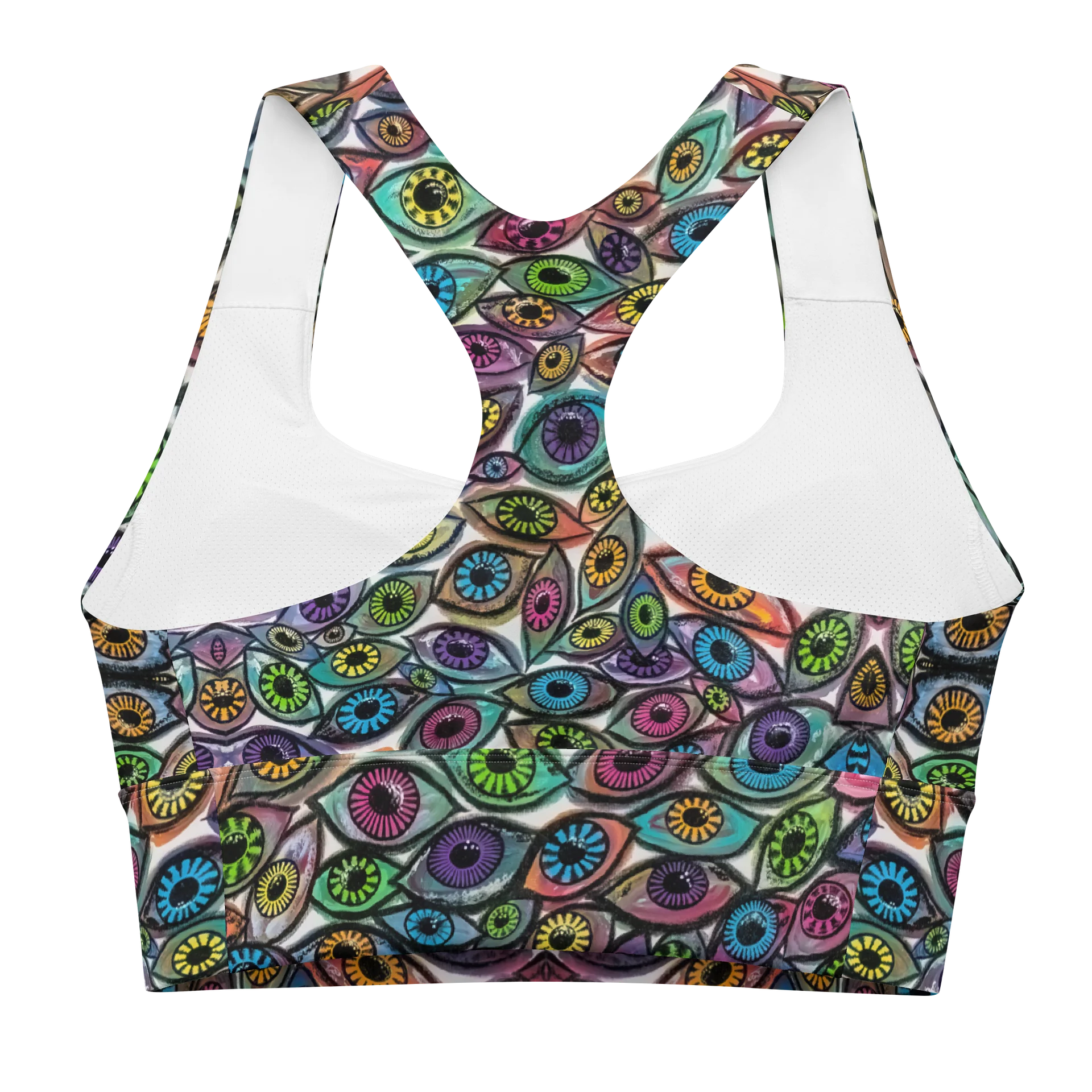 Colorful Eyes Recycled Longline Sports Bra | Eye See You Too product image (2)