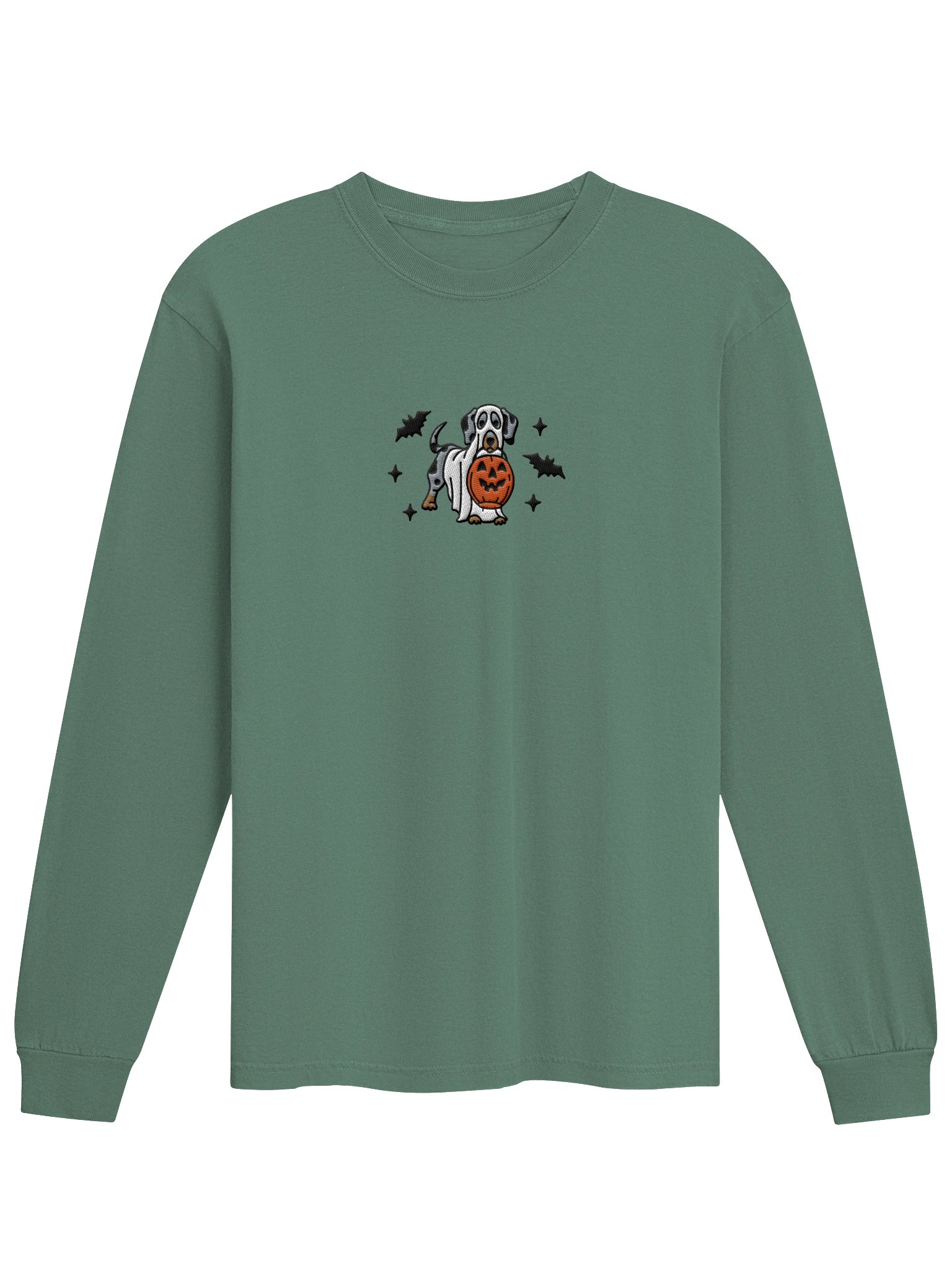 Halloween Dachshund(Dapple) Embroidered Long-sleeved T-Shirt product image (4)