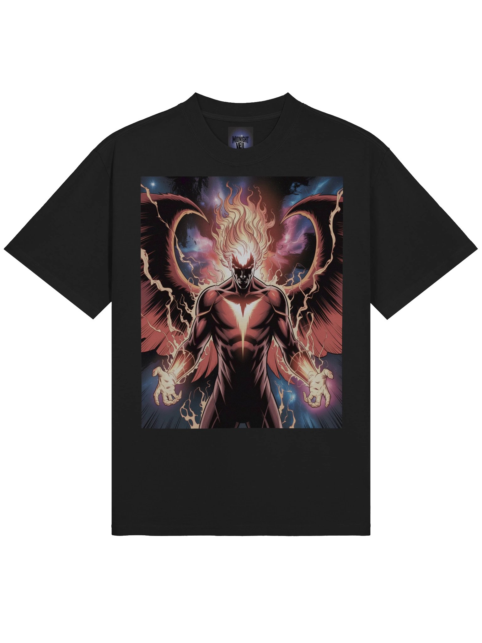 Dark Phoenix Inferno Eclipse Oversized Faded T-Shirt – Phoenix Fury Mantle product image (5)