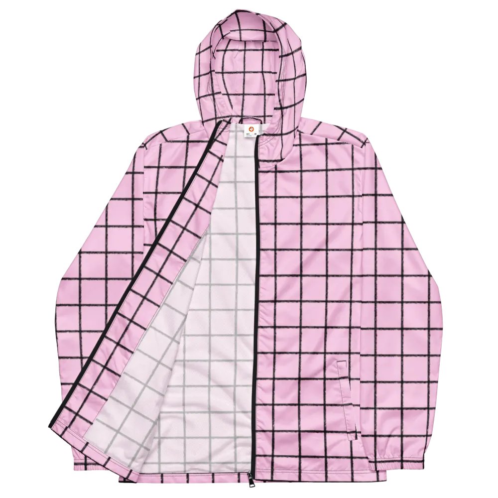 Pink Grid Men's Windbreaker product image (1)