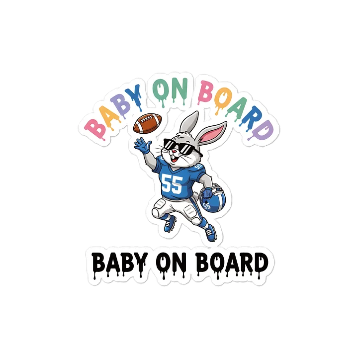 Funny Bunny Football Baby on Board Sticker - 5x5 Weatherproof Vinyl Car Decal - Cute Sporty Bunny Tailgate Decor - Premium Outdoor Grade Safety Sign for SUVs & Jeeps product image (1)