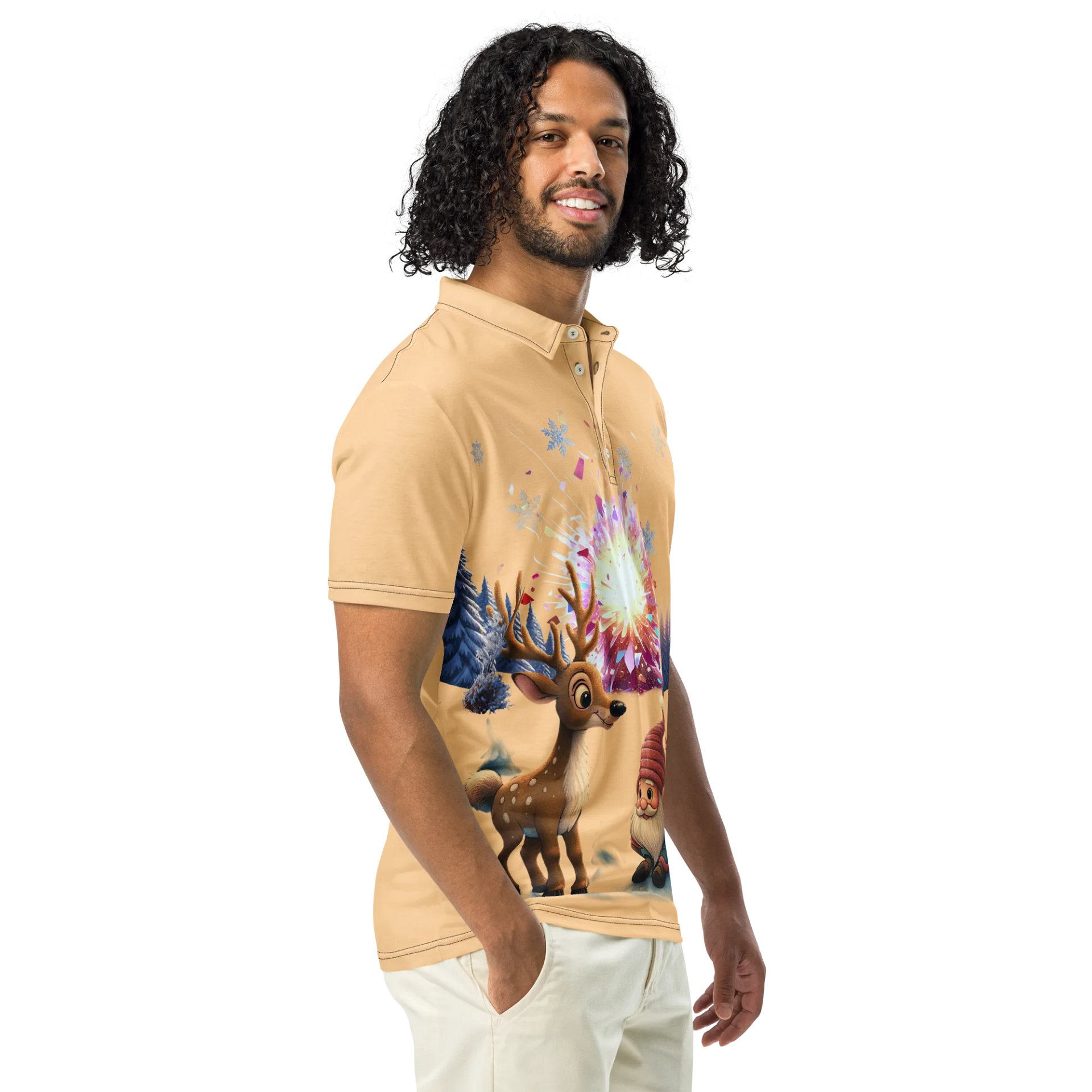 Winter Wonderland Reindeer Men's Polo Shirt product image (1)