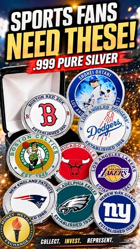 NFL, NBA & MLB Silver Rounds Are Selling Fast

Imagine your favorite NFL, NBA, MLB or NHL team on a stunning .999 silver bull...