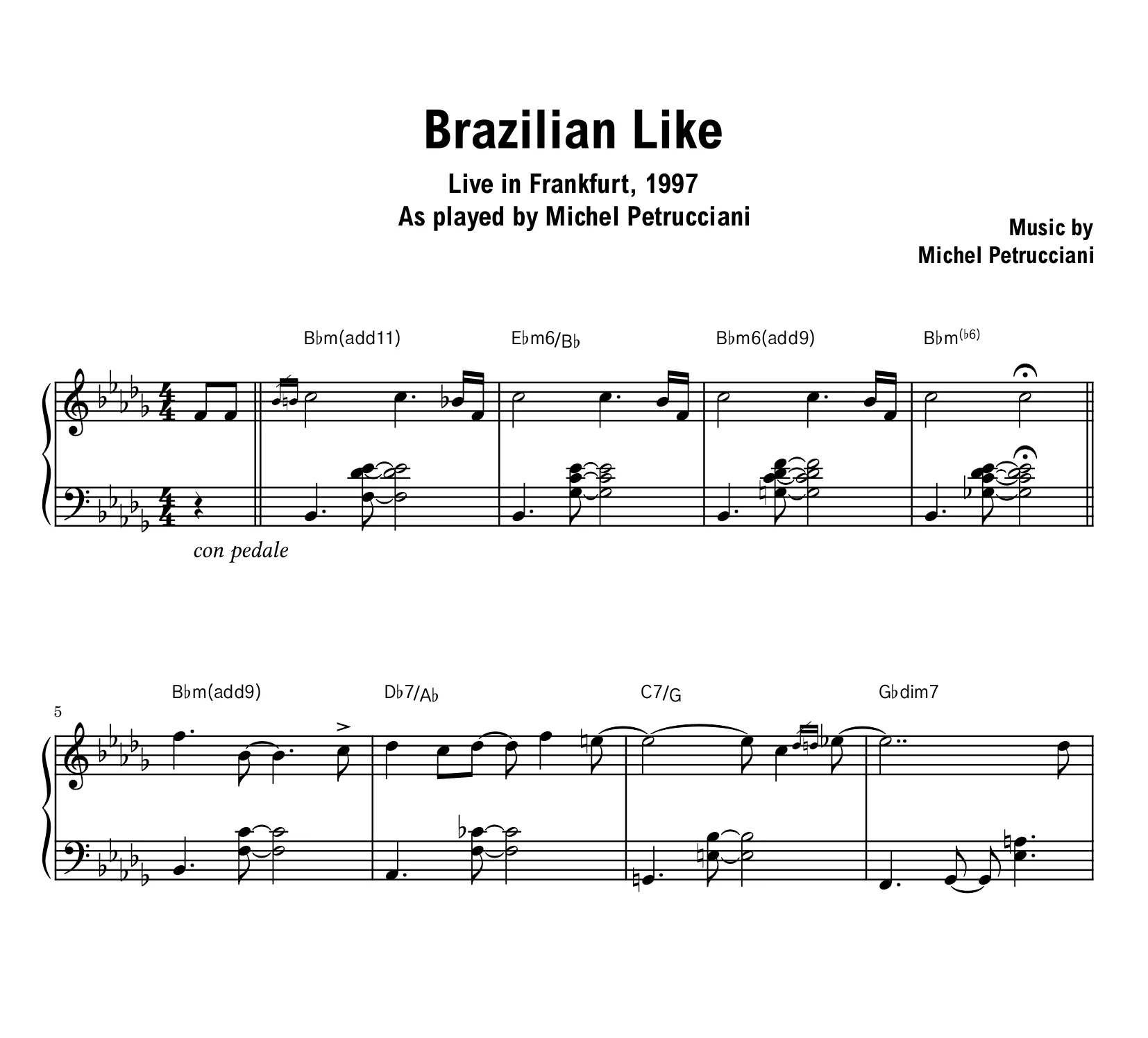 Michel Petrucciani - Brazilian Like (Frankfurt) - Sheet music (PDF) product image (1)