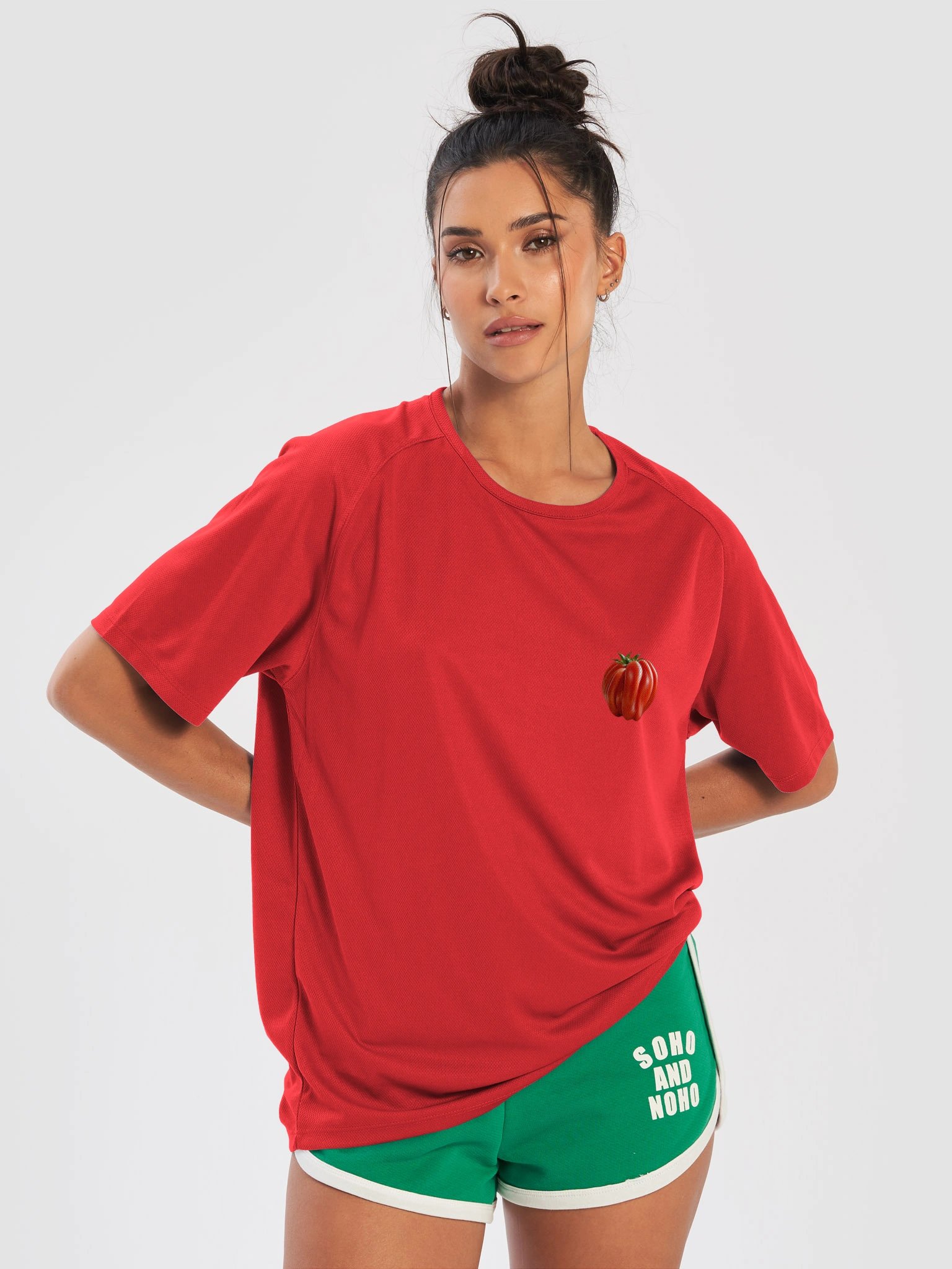 Heirloom Tomato T-Shirt | Red Oversized Tee with Tiny Tomato from Original Photo product image (17)