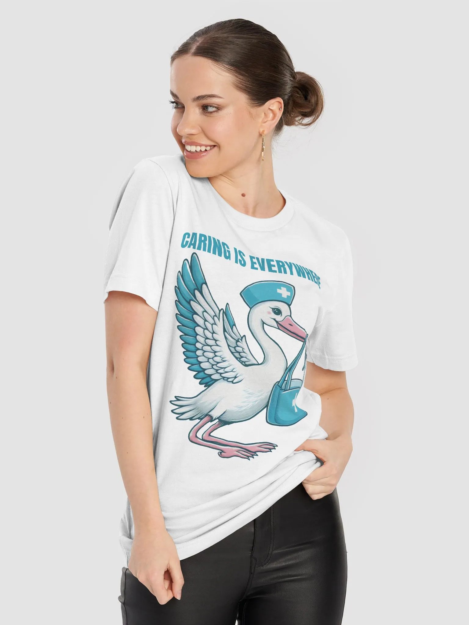 Caring is Everywhere Stork Nurse T-Shirt product image (79)