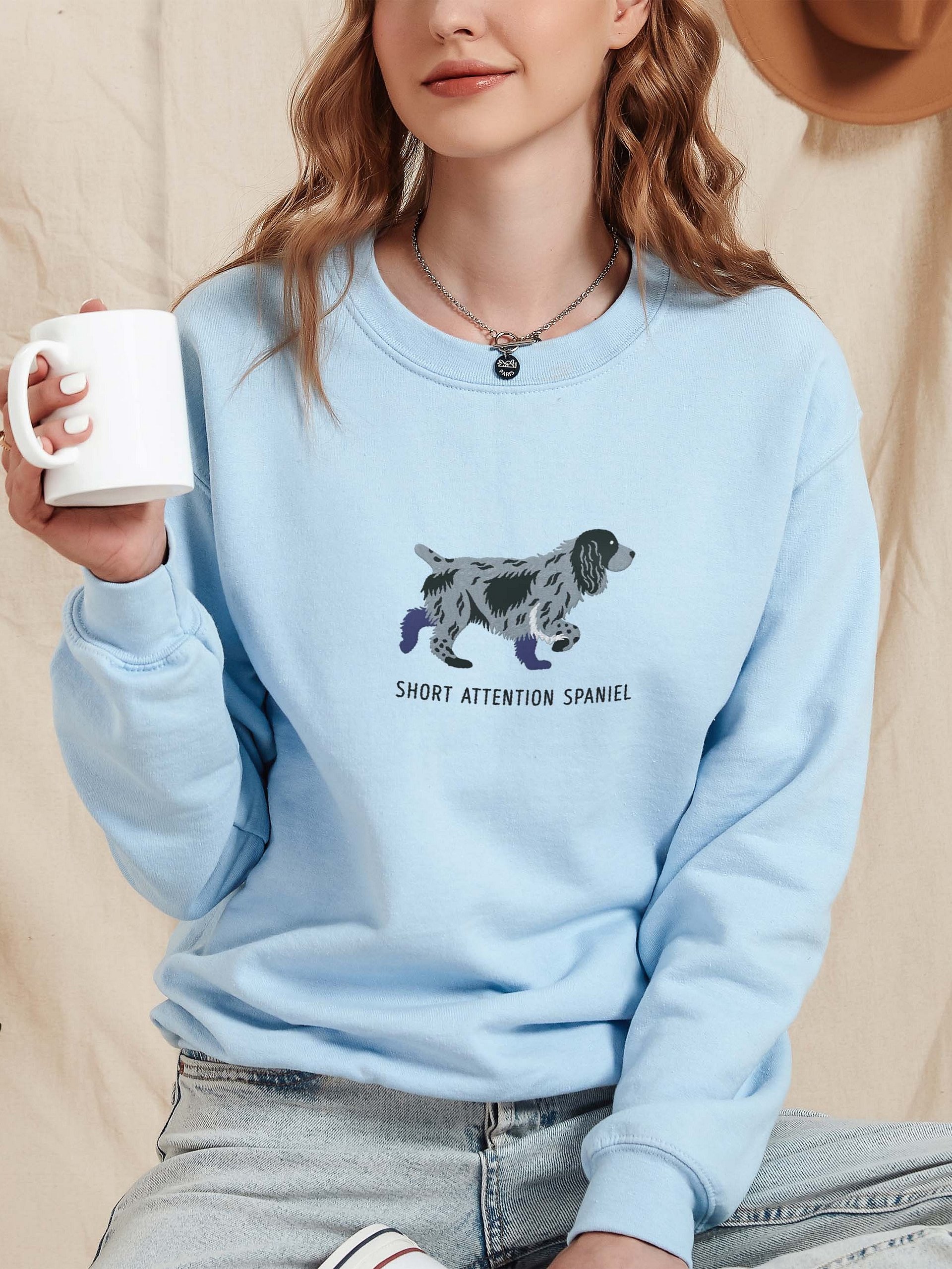 Short Attention Spaniel Sweatshirt (Embroidered) of a Cocker Spaniel(Blue Roan) product image (2)