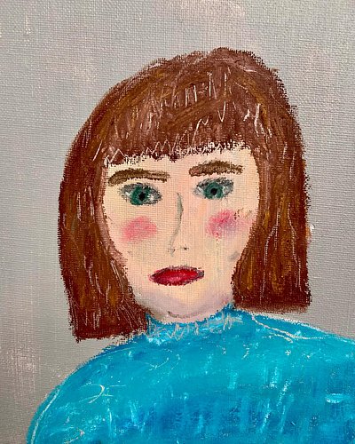 I’m calling it “Consternation in Winter” Oil pastel on canvas board. #badselfportraits #oilpastels #crappyselfportrait #selfp...