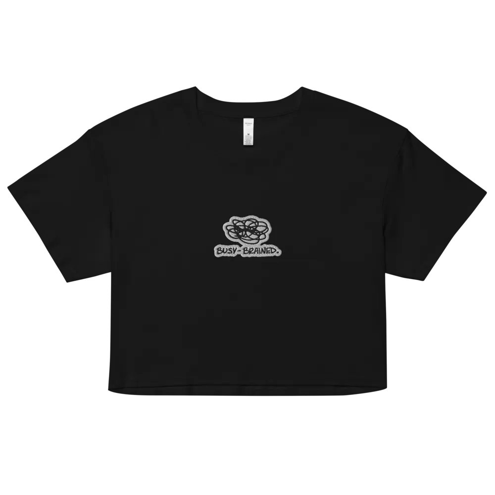 BUSY-BRAINED (bubble design) embroidered cotton crop top product image (1)
