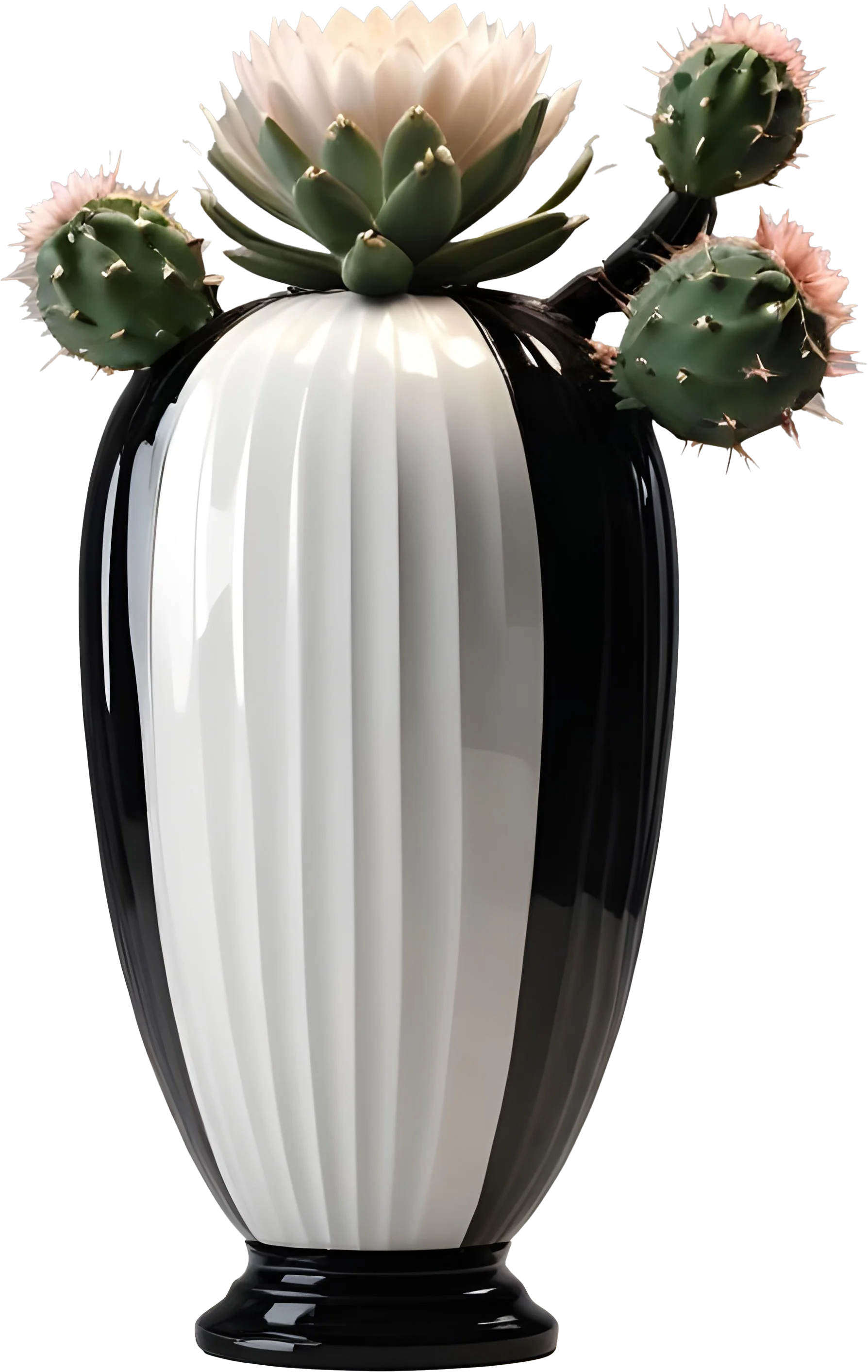 Monochrome Elegance Vase – Black & White Signature, PNG product image (1)