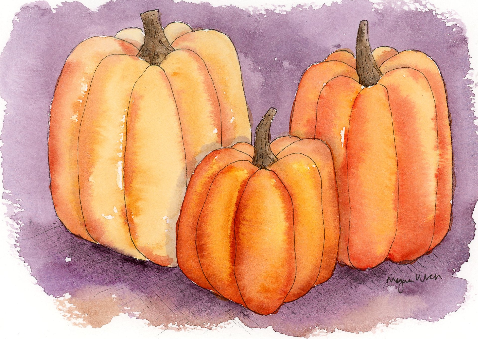 Autumn Pumpkins Watercolor Print - Pumpkin Dreams product image (2)