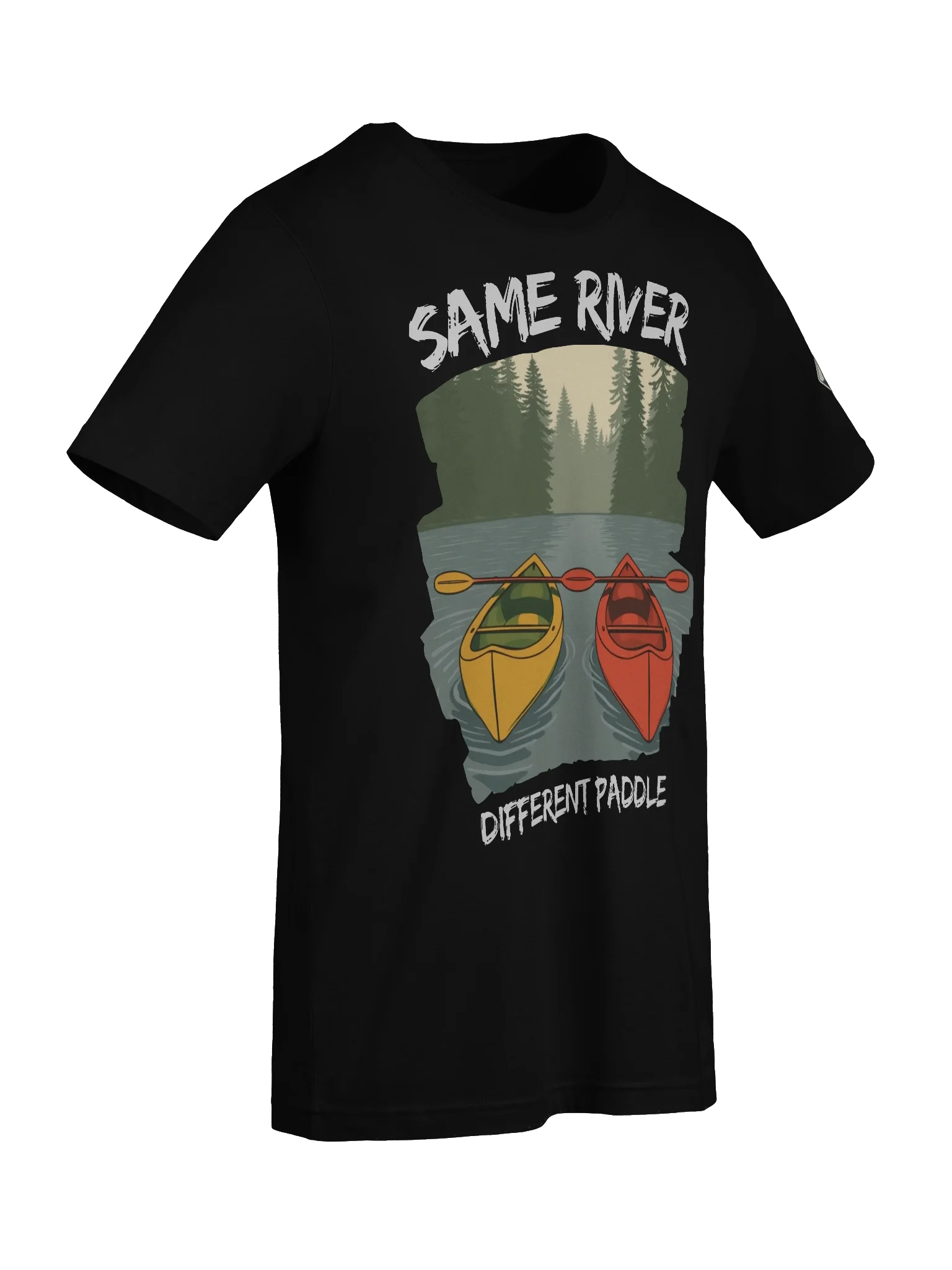 Same River, Different Paddle – Outdoorsy Couples Adventure T-Shirt product image (6)