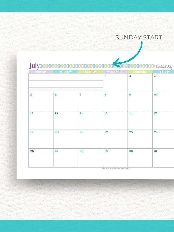 Pretty in Pastel- 26/27 Calendar - Single Page per Month - Half Letter Size product image (2)