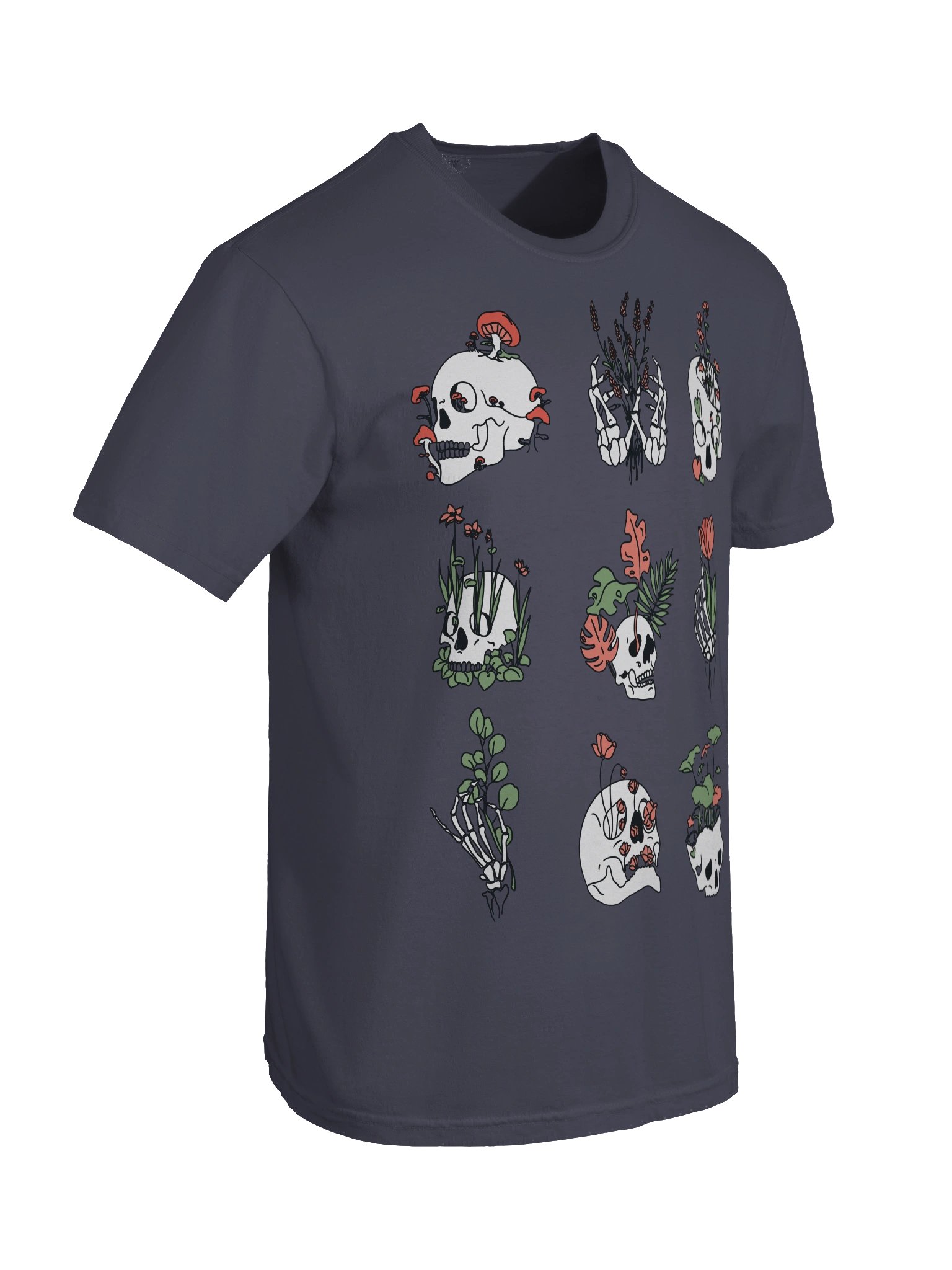 Botanical Skull Shirt – Floral Skeleton Aesthetic Graphic Tee, Gothic Nature Illustration product image (27)