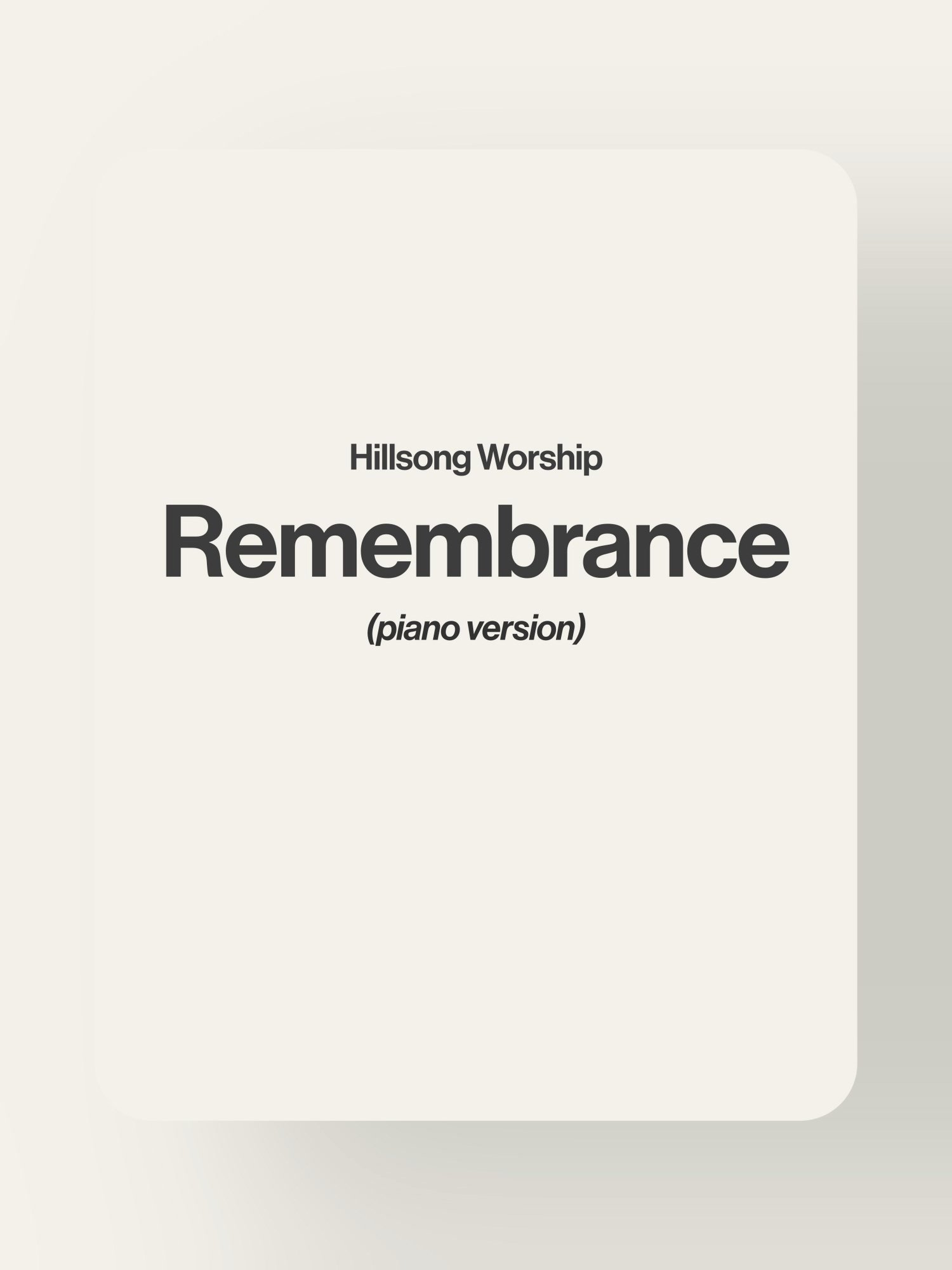 Remembrance - Hillsong Worship product image (1)