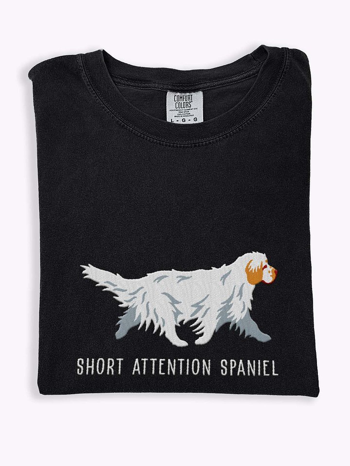 Short Attention Spaniel T-Shirt(Embroidered) of a Clumber Spaniel(Tan & White) product image (1)