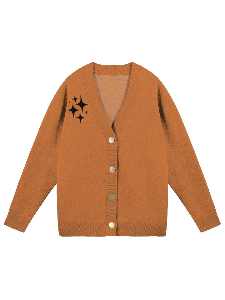 Orange Knitted Cardigan Without Pocket product image (2)