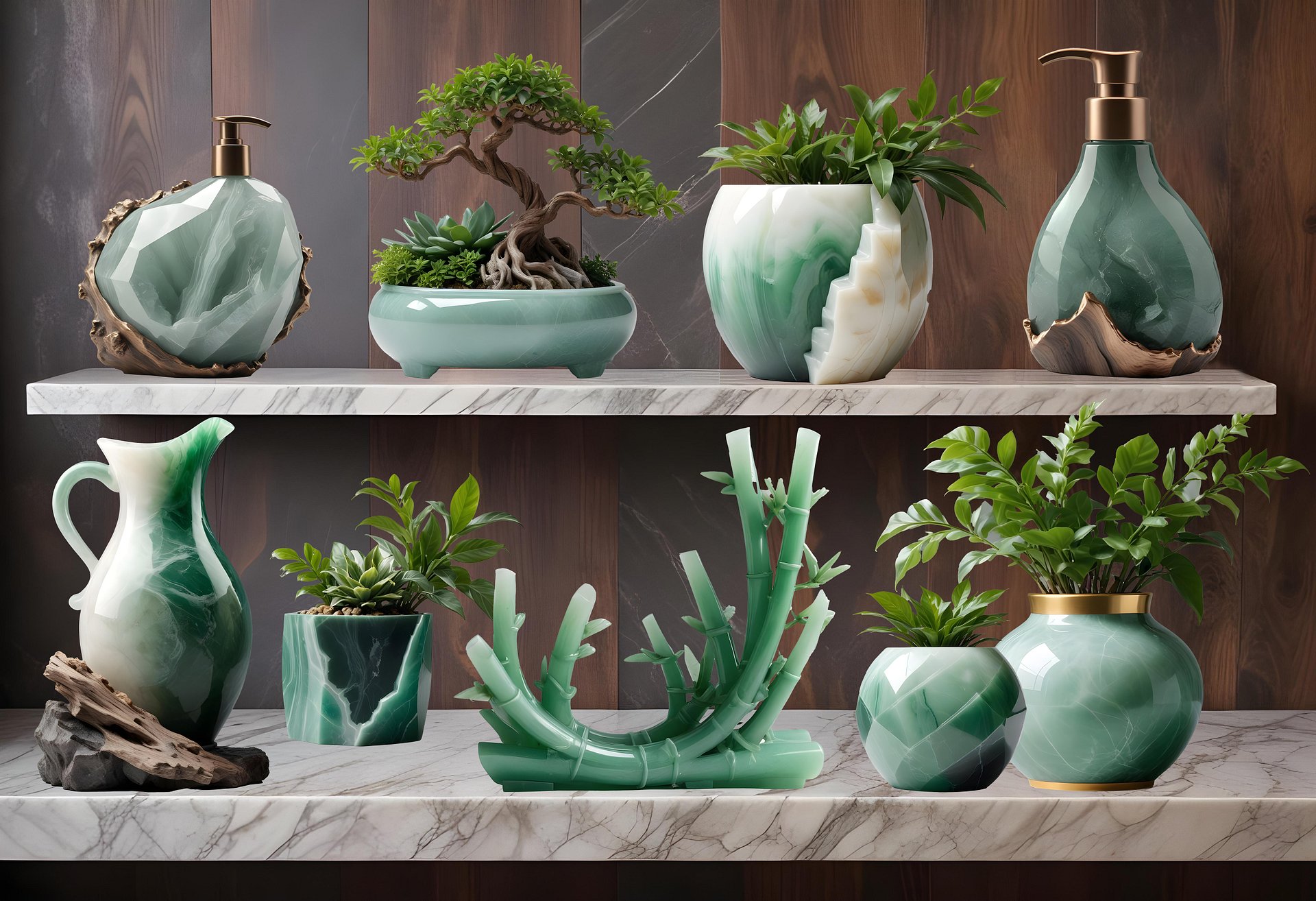 Zen Jade Spa Décor Set – 9 Elegant Pieces + Mystery Gift, PNG product image (1)