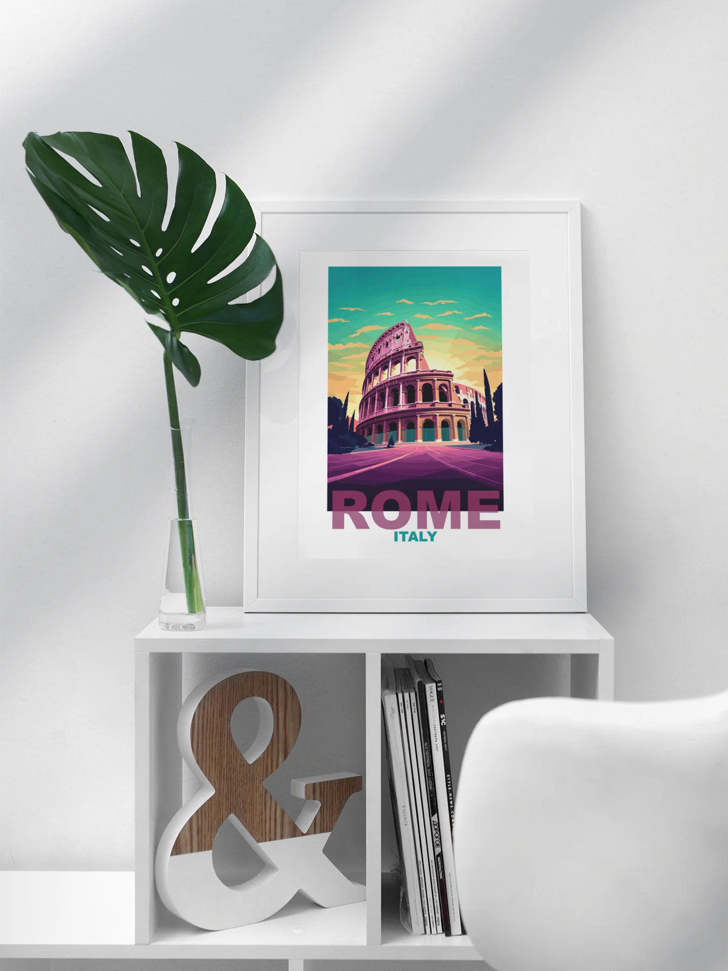 Colosseum at Sunset Poster, Vibrant Rome Italy Skyline Art, Colorful Ancient Ruins Print, Travel-Inspired Wall Decor, Italian Gift Idea product image (3)