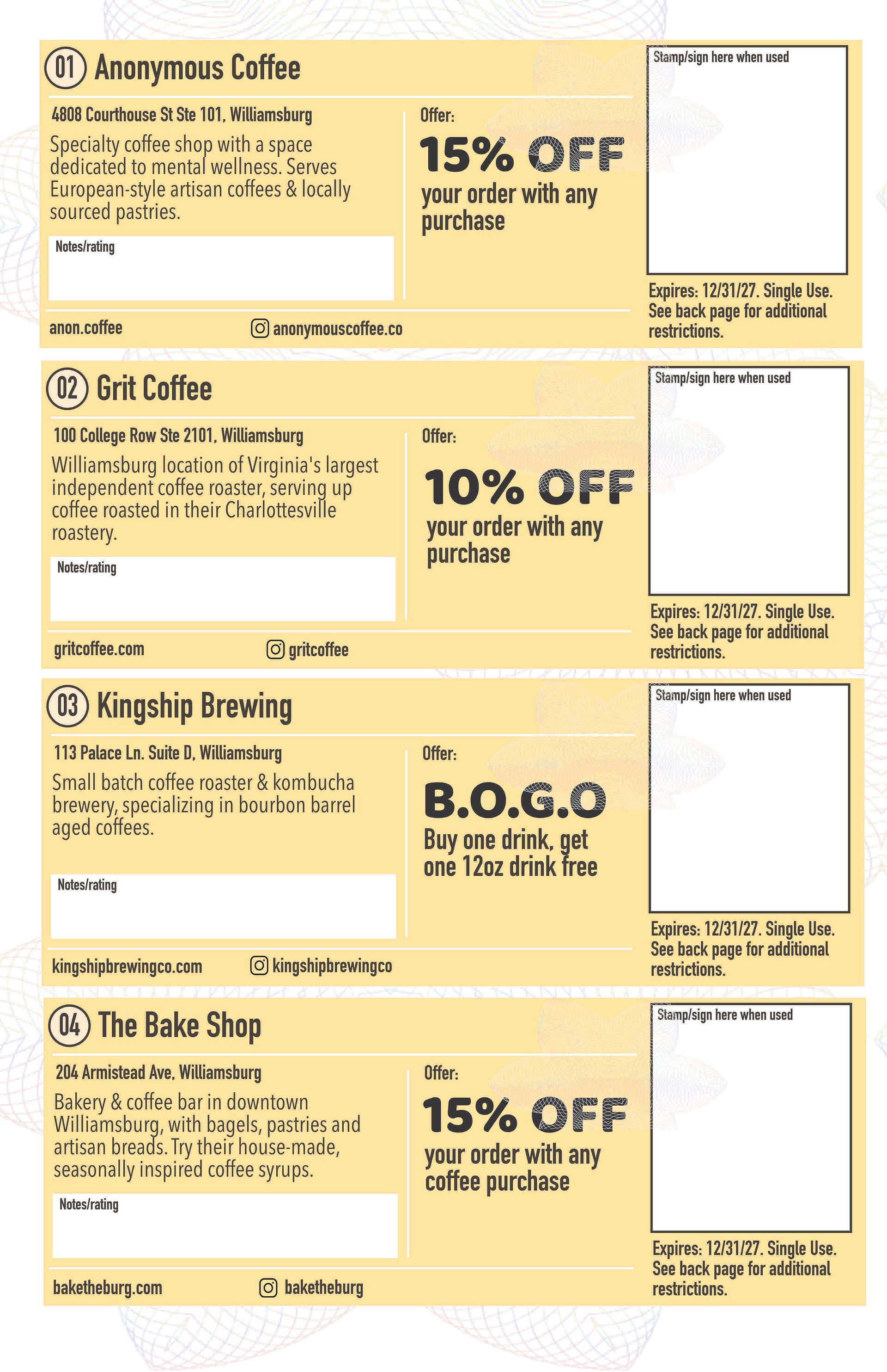 2026/27 Hampton Roads Peninsula Coffee Passport product image (6)